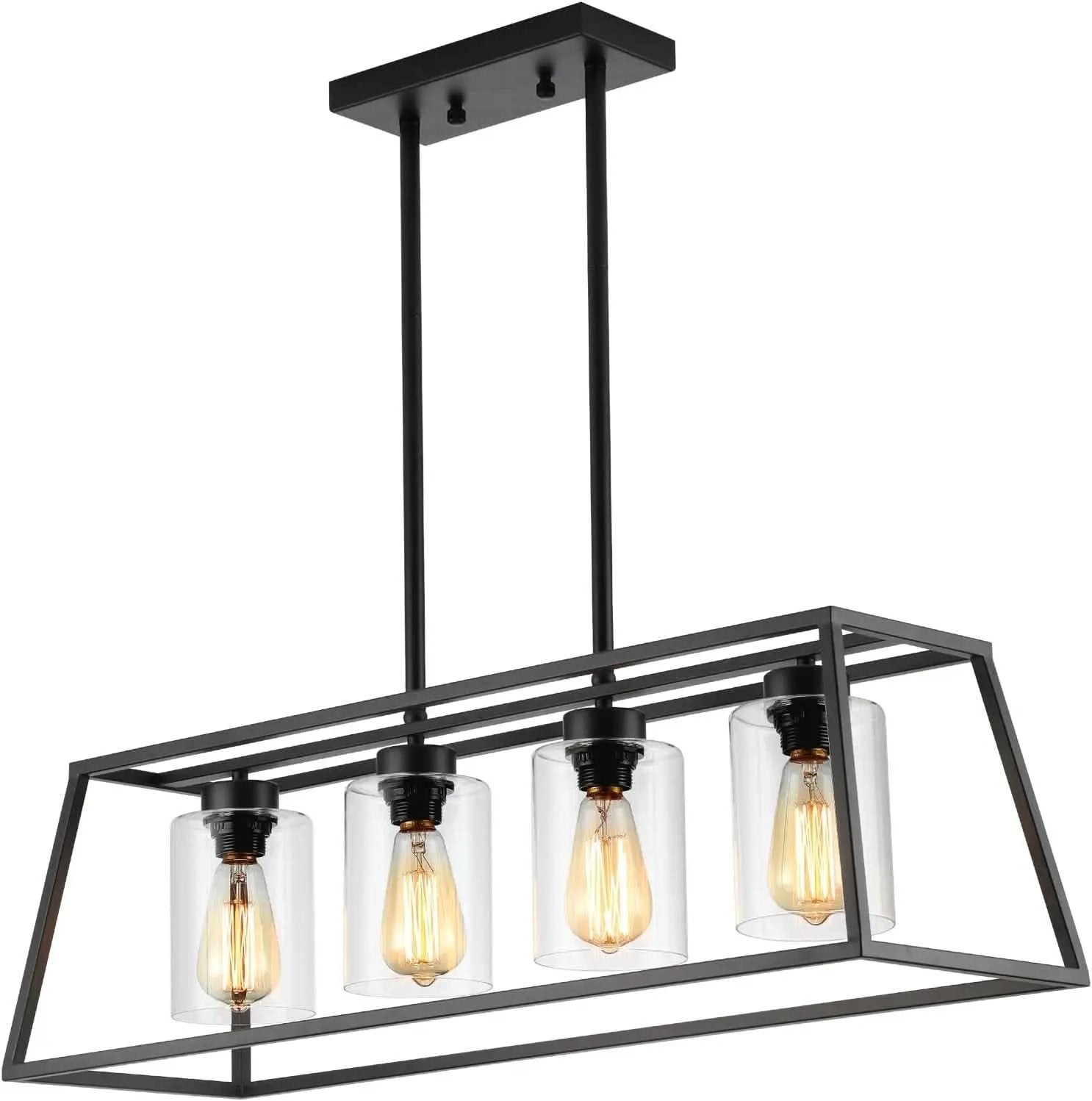Black Farmhouse Linear Chandelier 4 Light For Dining Room from PriceLows™