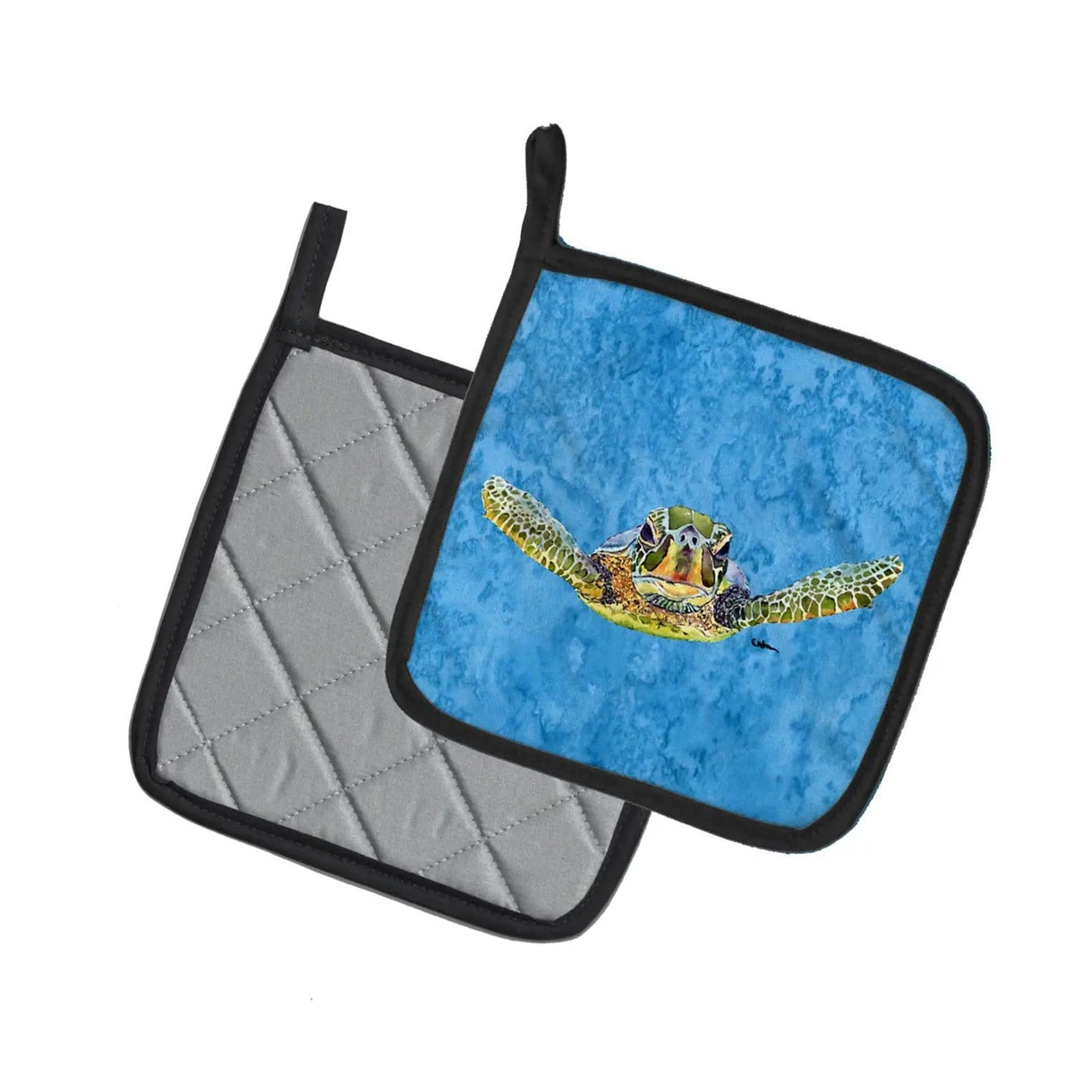 Pot Holder Set of 2 | Heat Resistant Quilted Hot Pads | 7.5 x 7.5 Inch | Turtle (Style 5)