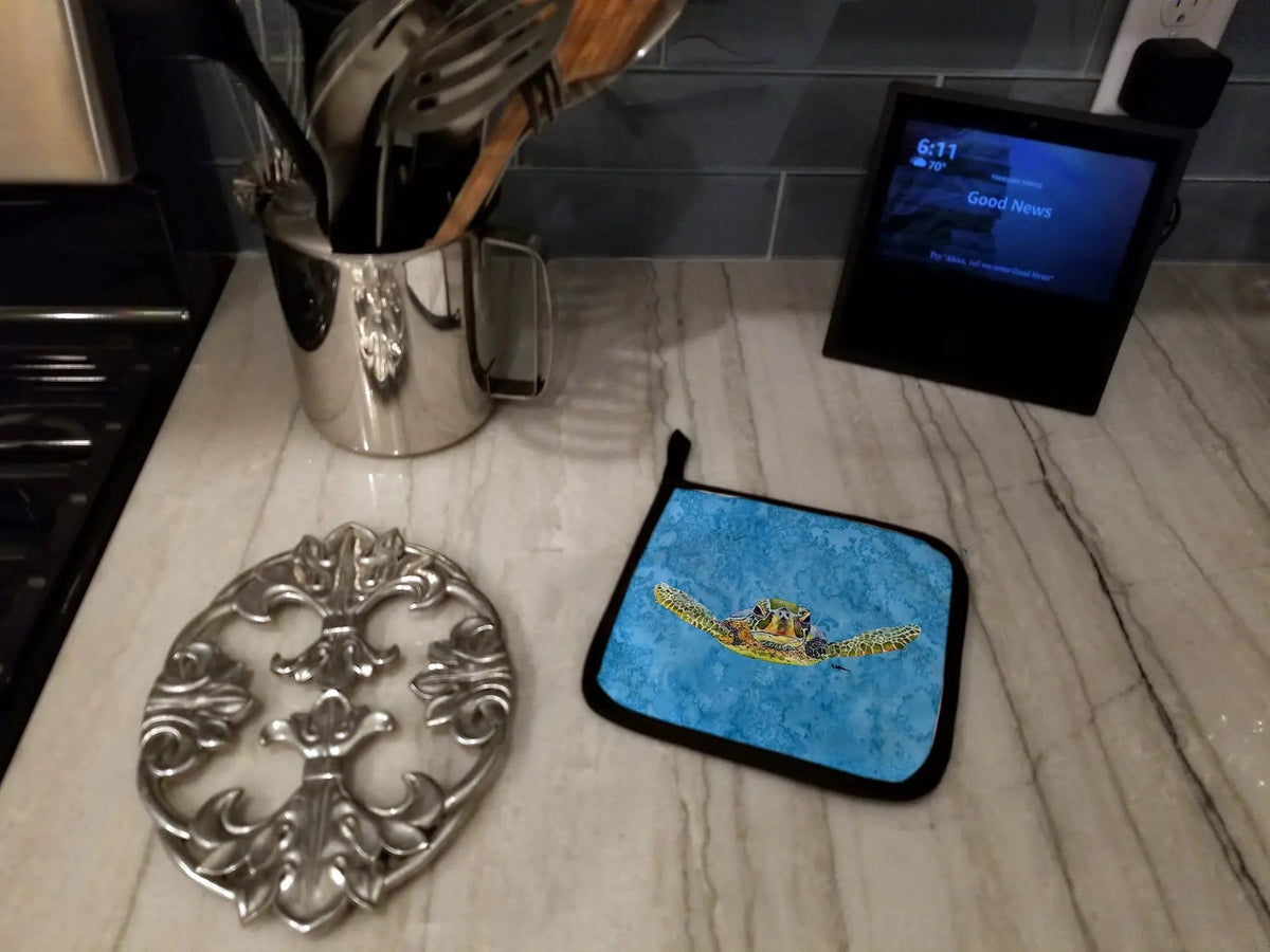 Pot Holder Set of 2 | Heat Resistant Quilted Hot Pads | 7.5 x 7.5 Inch | Turtle (Style 5)