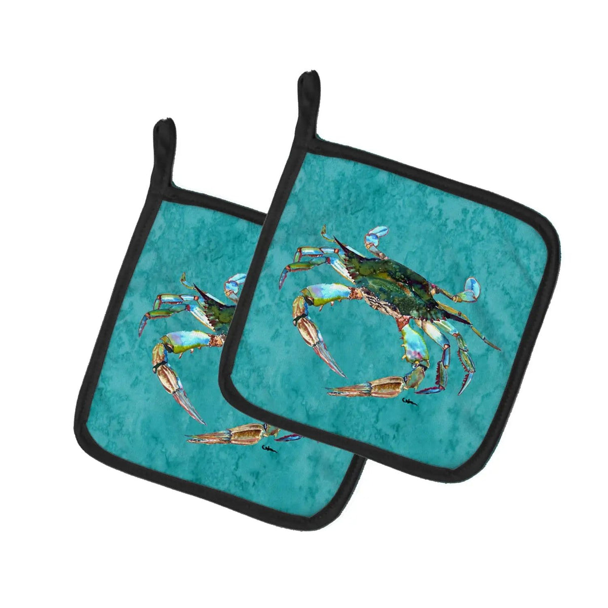 Pot Holder Set of 2 | Heat Resistant Quilted Hot Pads | 7.5 x 7.5 Inch | Crab (Style 10)