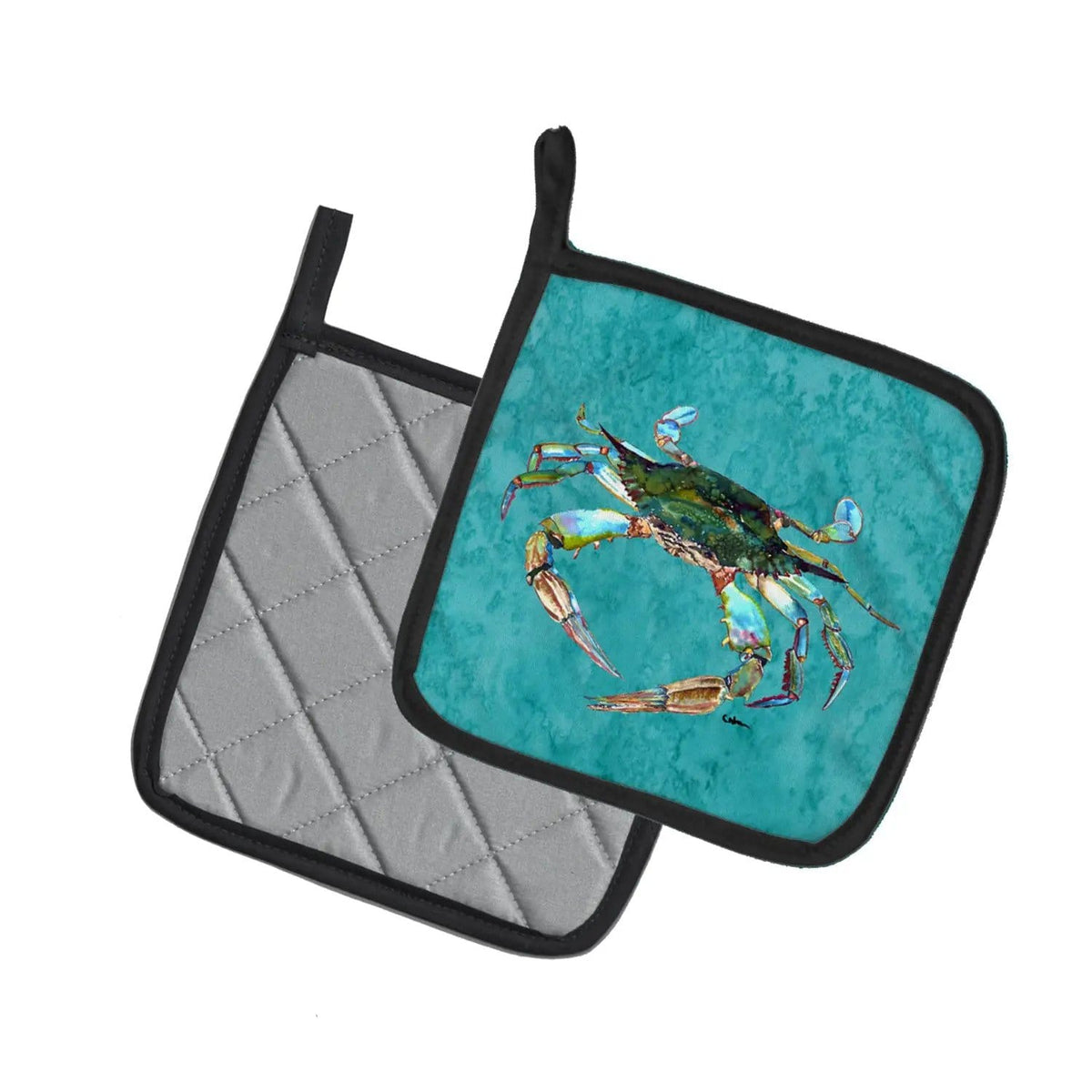 Pot Holder Set of 2 | Heat Resistant Quilted Hot Pads | 7.5 x 7.5 Inch | Crab (Style 10)