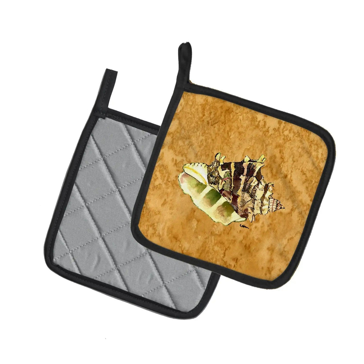 Pot Holder Set of 2 | Heat Resistant Quilted Hot Pads | 7.5 x 7.5 Inch | Shell