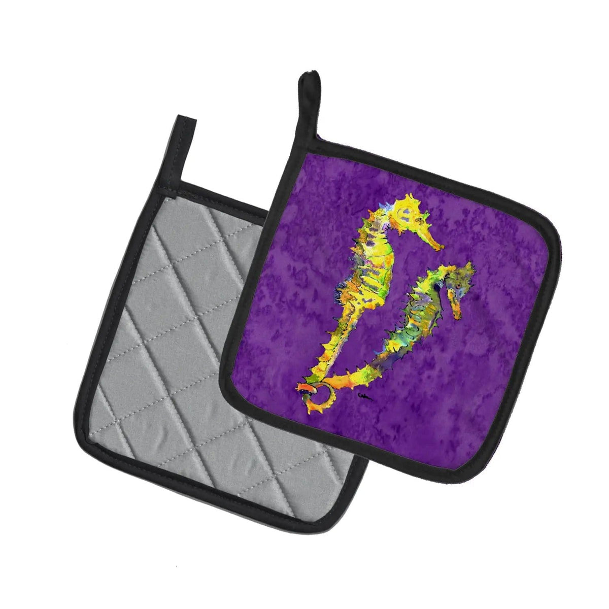 Pot Holder Set of 2 | Heat Resistant Quilted Hot Pads | 7.5 x 7.5 Inch | Seahorse (Style 4)