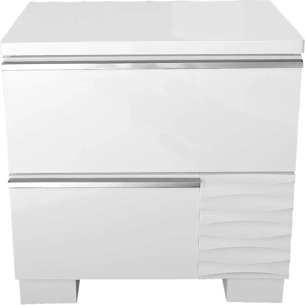 2 Drawer Nightstand | High Gloss White Finish | Contemporary Decor