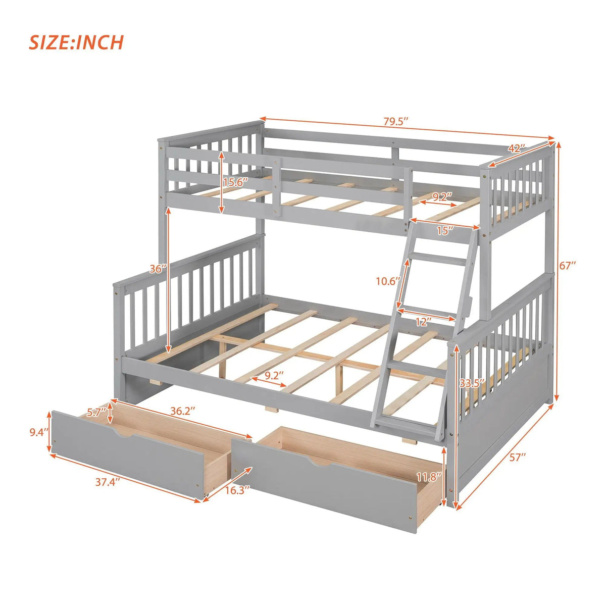 Bunk Bed With Ladders | 2 Storage Drawers | Space-Saving Design | Sleepover Ready