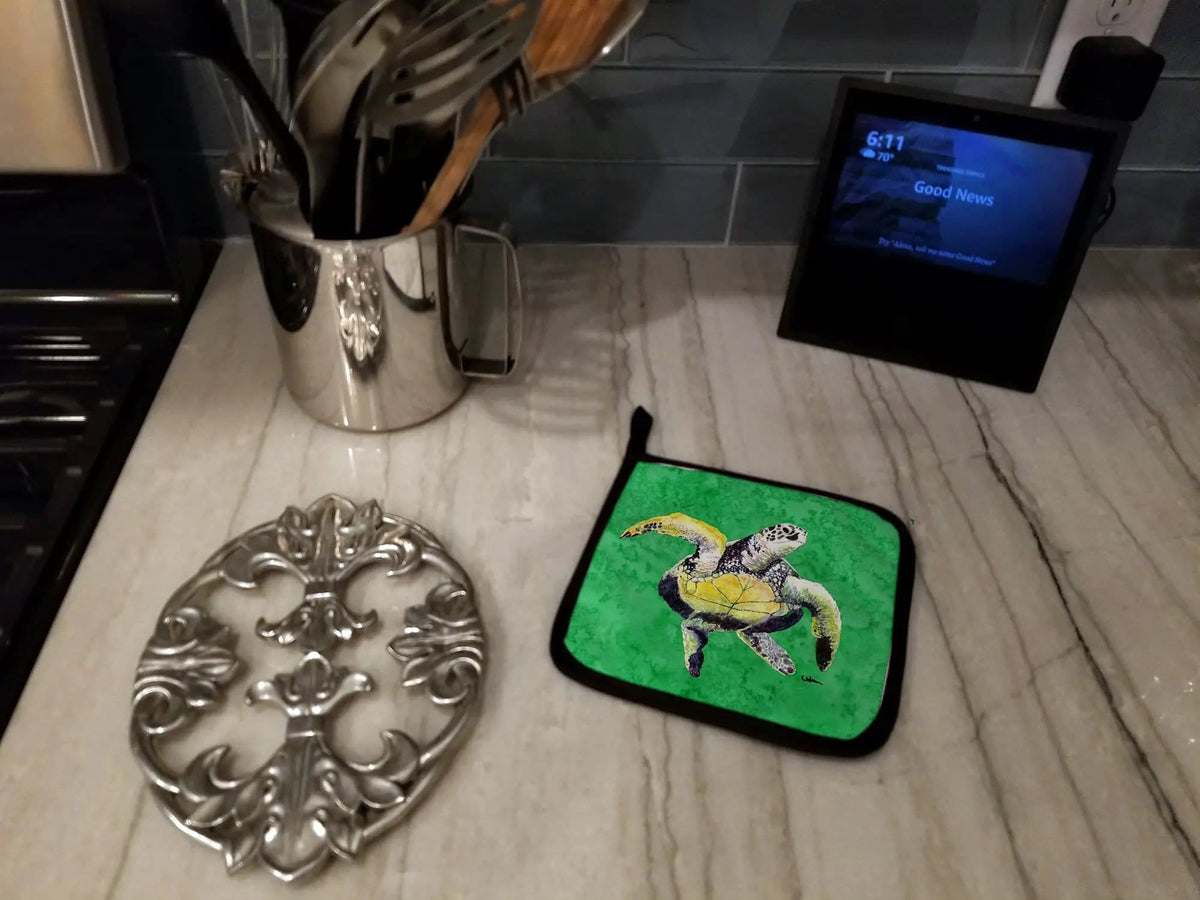 Pot Holder Set of 2 | Heat Resistant Quilted Hot Pads | 7.5 x 7.5 Inch | Turtle (Style 4)