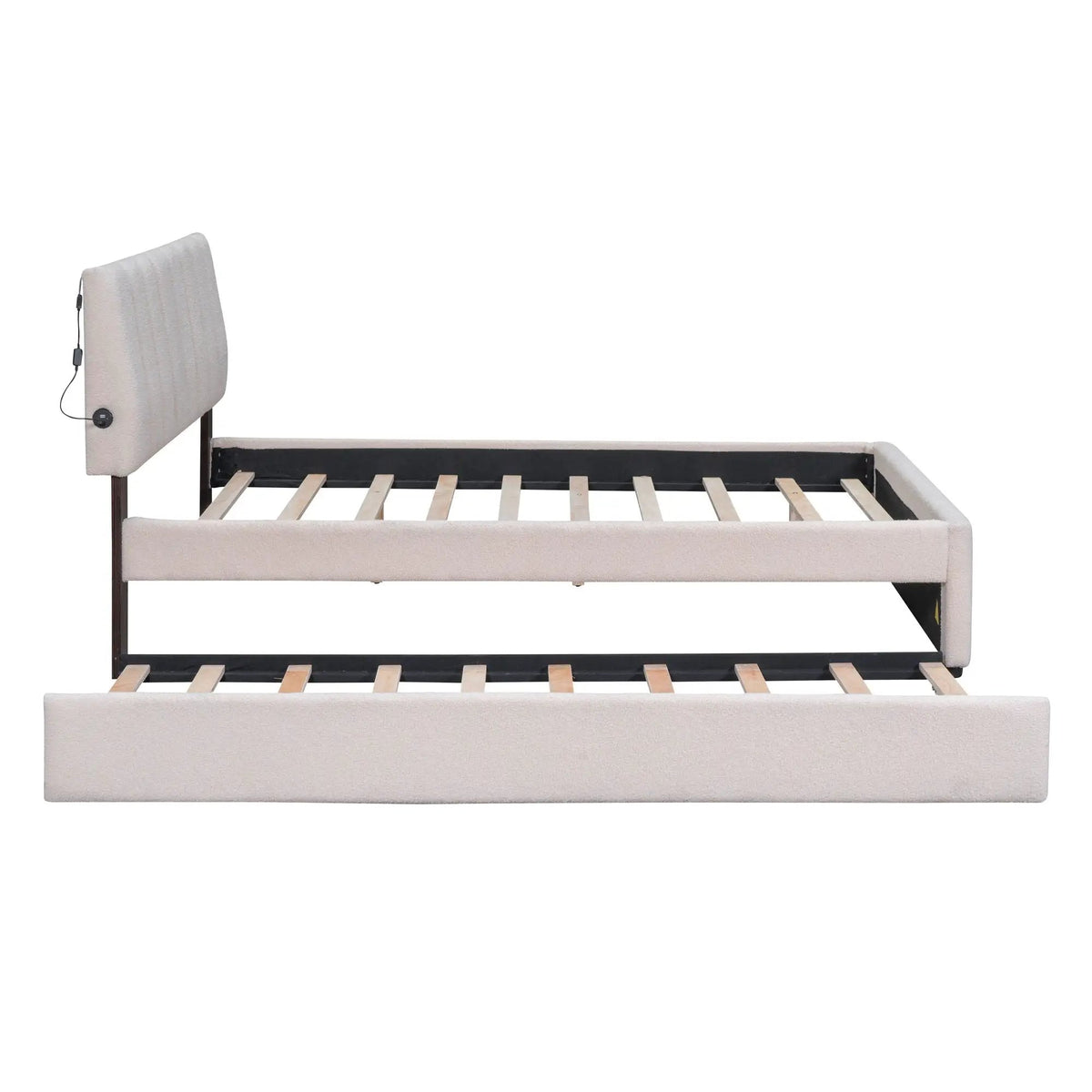 Upholstered Platform Bed | Trundle Included | Comfortable Design | 76 Inch Length