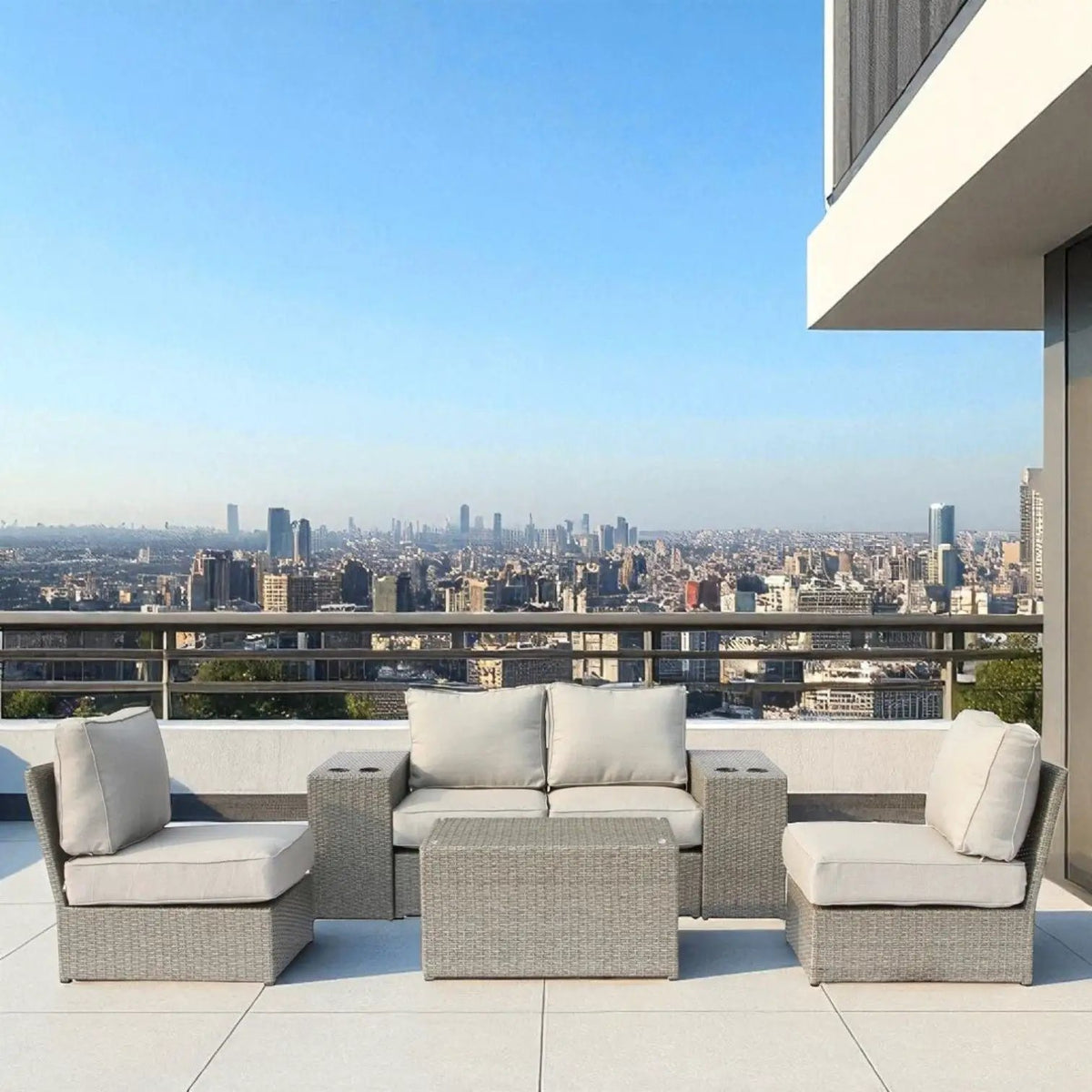 Modular Wicker Patio Seating Group | HDPE Wicker | Rustproof Aluminum Frame | 10 Thick Cushions