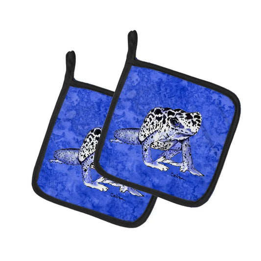 Pot Holder Set of 2 | Heat Resistant Quilted Hot Pads | 7.5 x 7.5 Inch | Frog (Style 3)