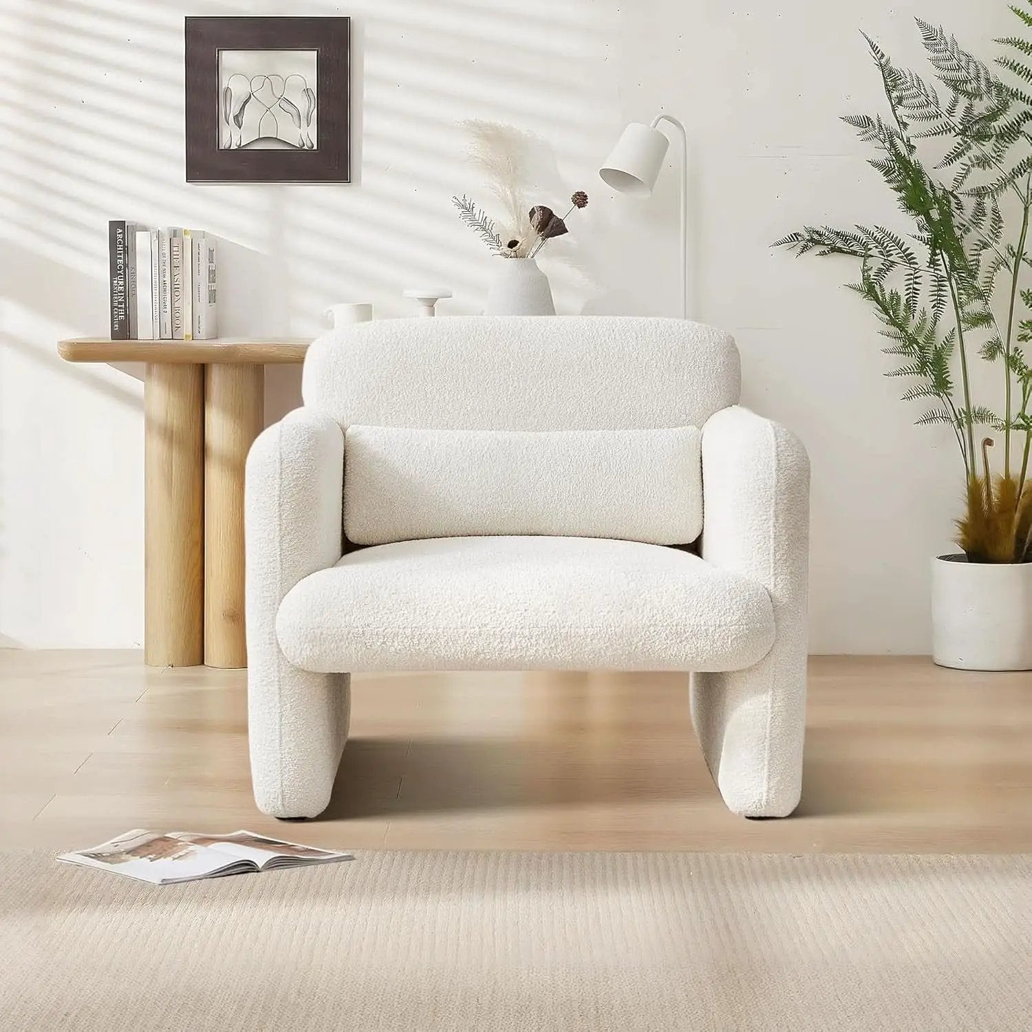 LuxuriousAndComfortable Lambswool Fabric Accent Chair With Arms from PriceLows™