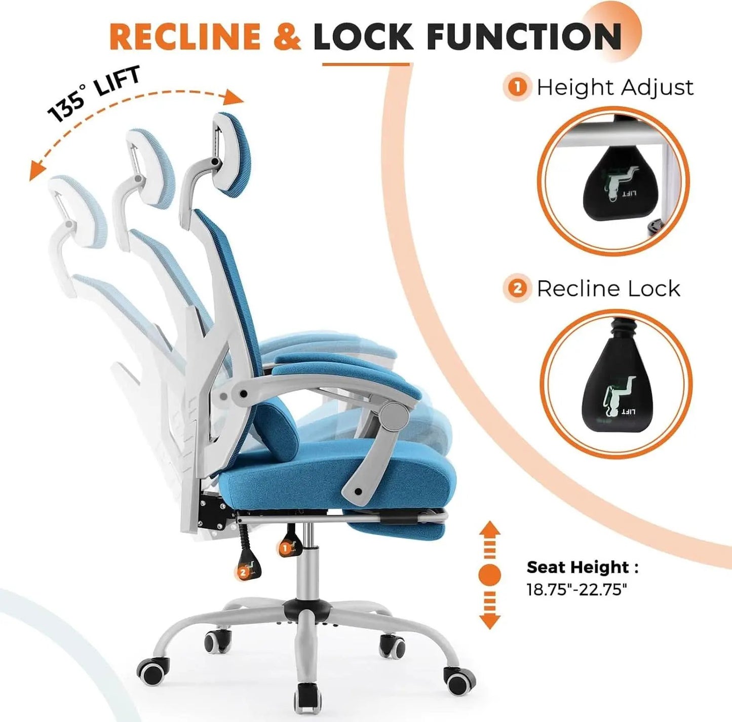 Blue Ergonomic Mesh Office Chair With Lumbar Support from PriceLows™