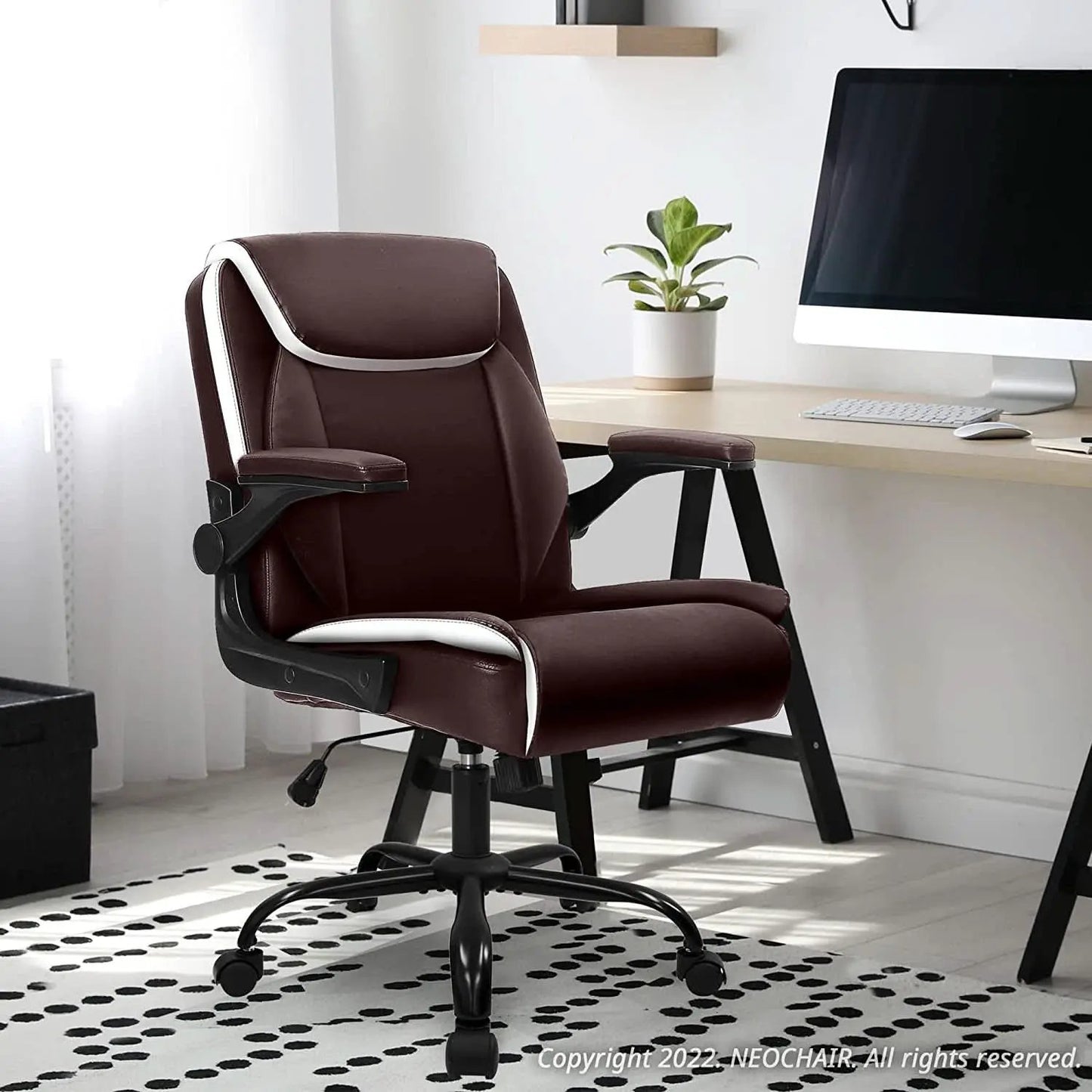 Brown Ergonomic Office Chair With Adjustable Flip Up Arms from PriceLows™
