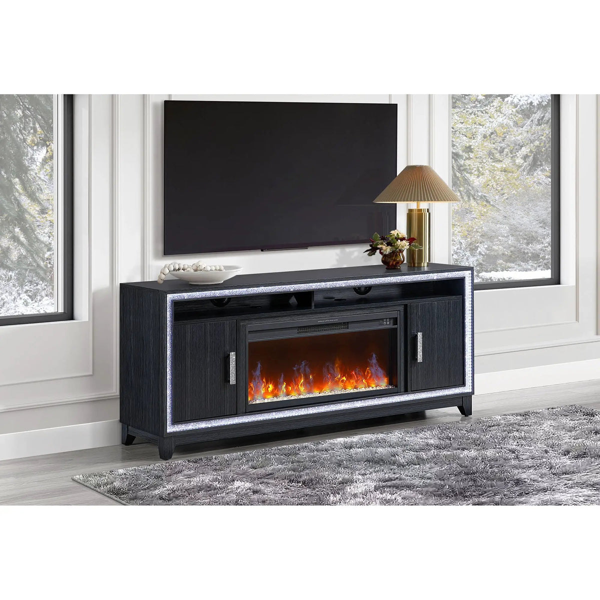 Almera Electric Fireplace | Adjustable Temperature | 7 LED Colors | 5 Flame Speeds