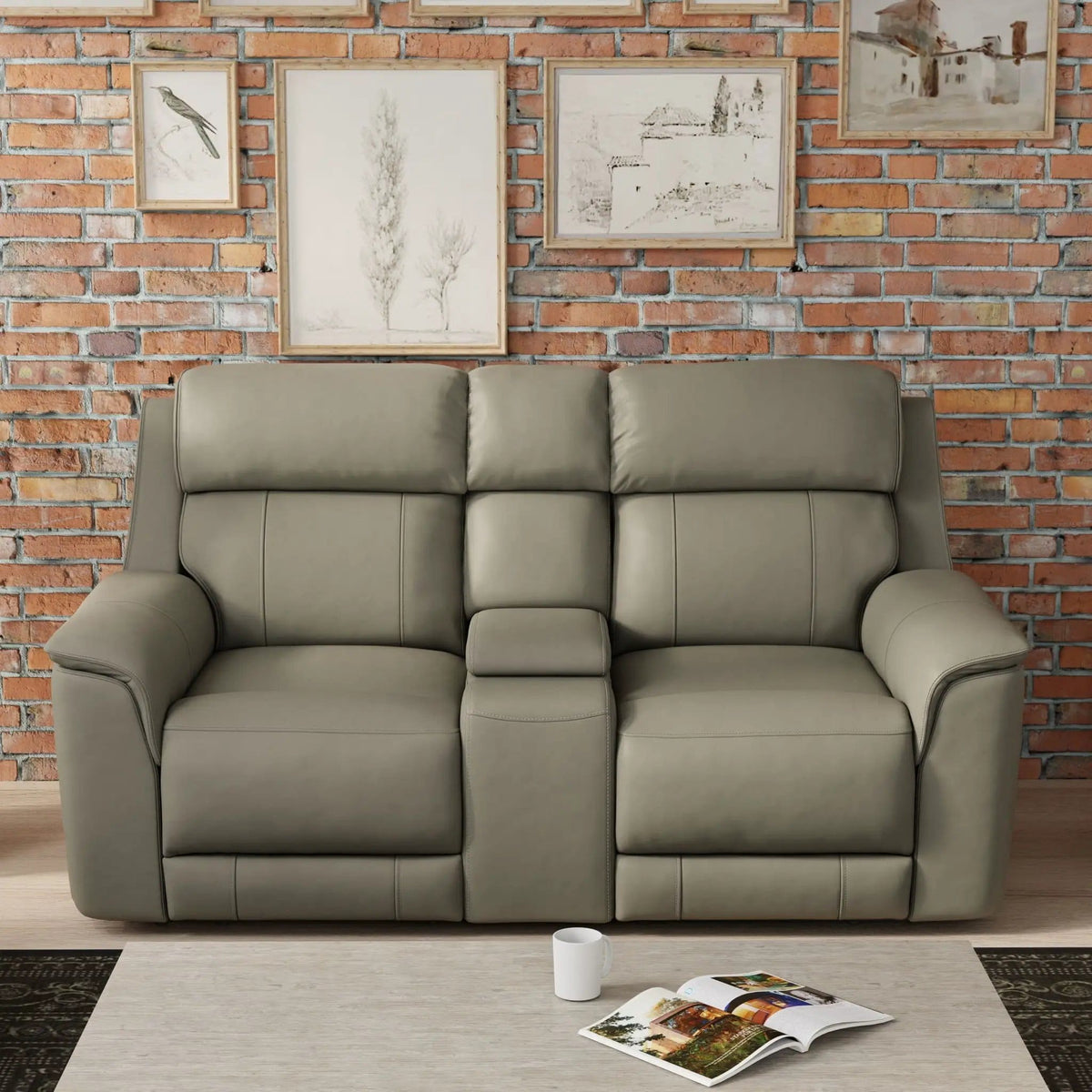 Oslo Dual Power Reclining Loveseat With Console | 2 Pieces | Living Room Furniture | Living Room