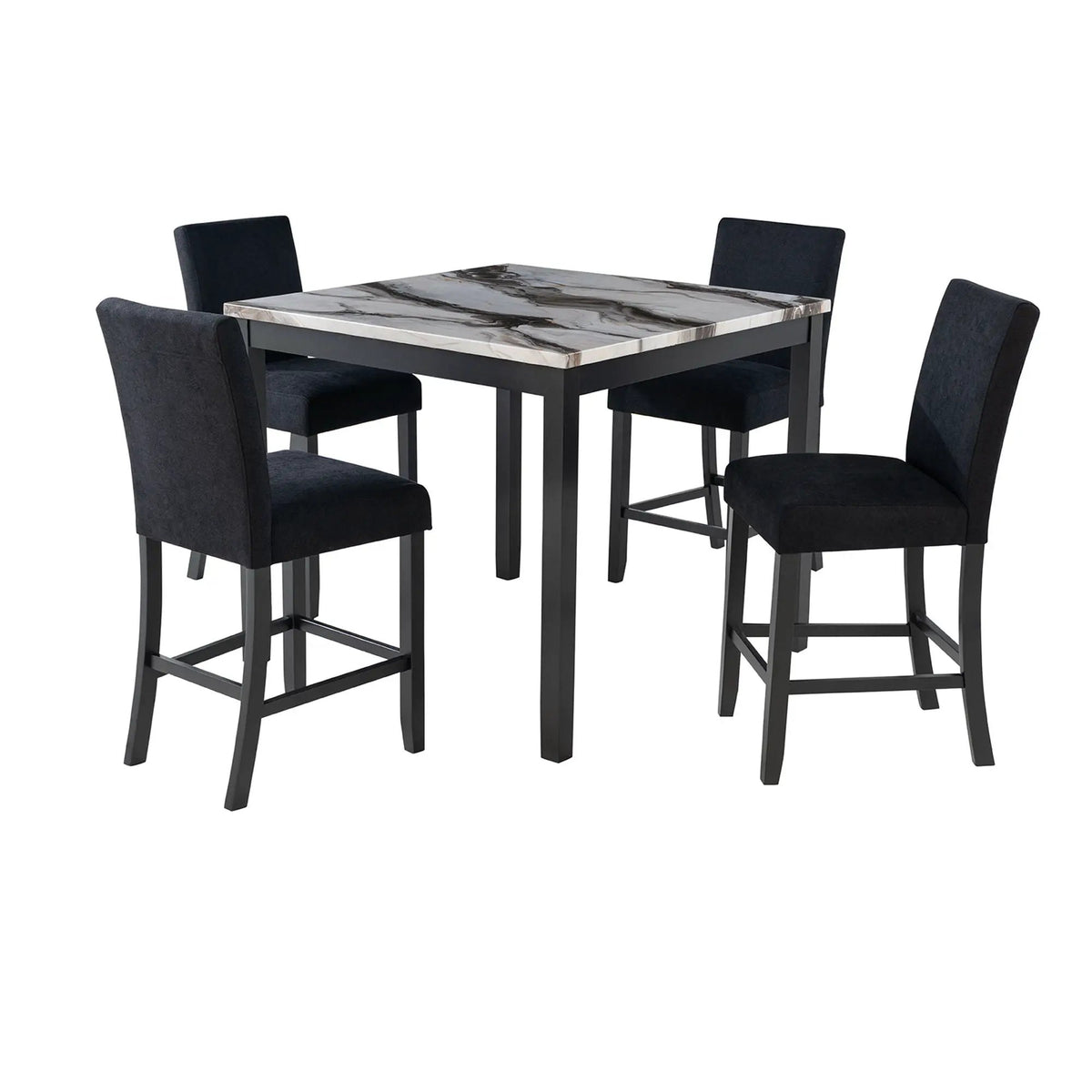 Leoncia Bar Table And Stool Set | 5-Piece | 4 Bar Stools | Espresso And White