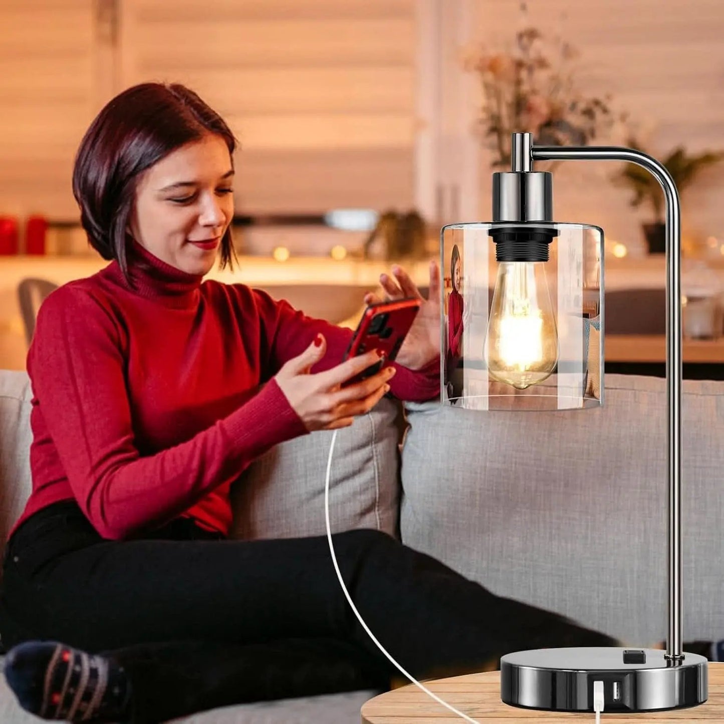 Industrial Table Lamps Black Nickel Touch Control Dimmable from PriceLows™
