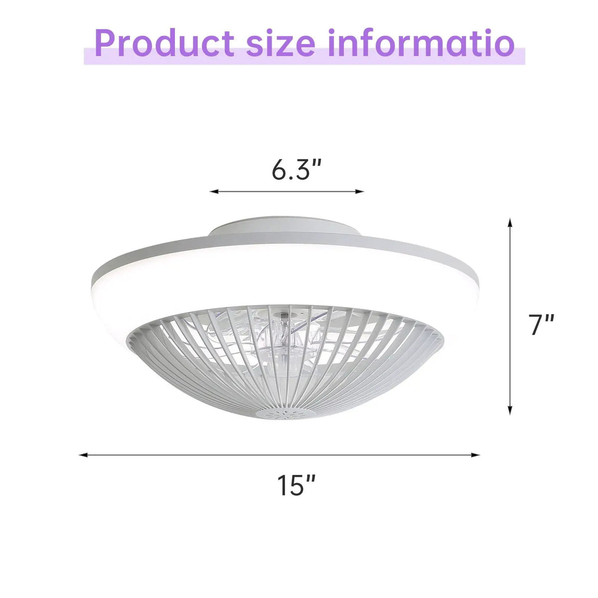 Enclosed Bladeless Ceiling Fan | 15 Inch Compact | 7 RGB Colors | Reversible Airflow
