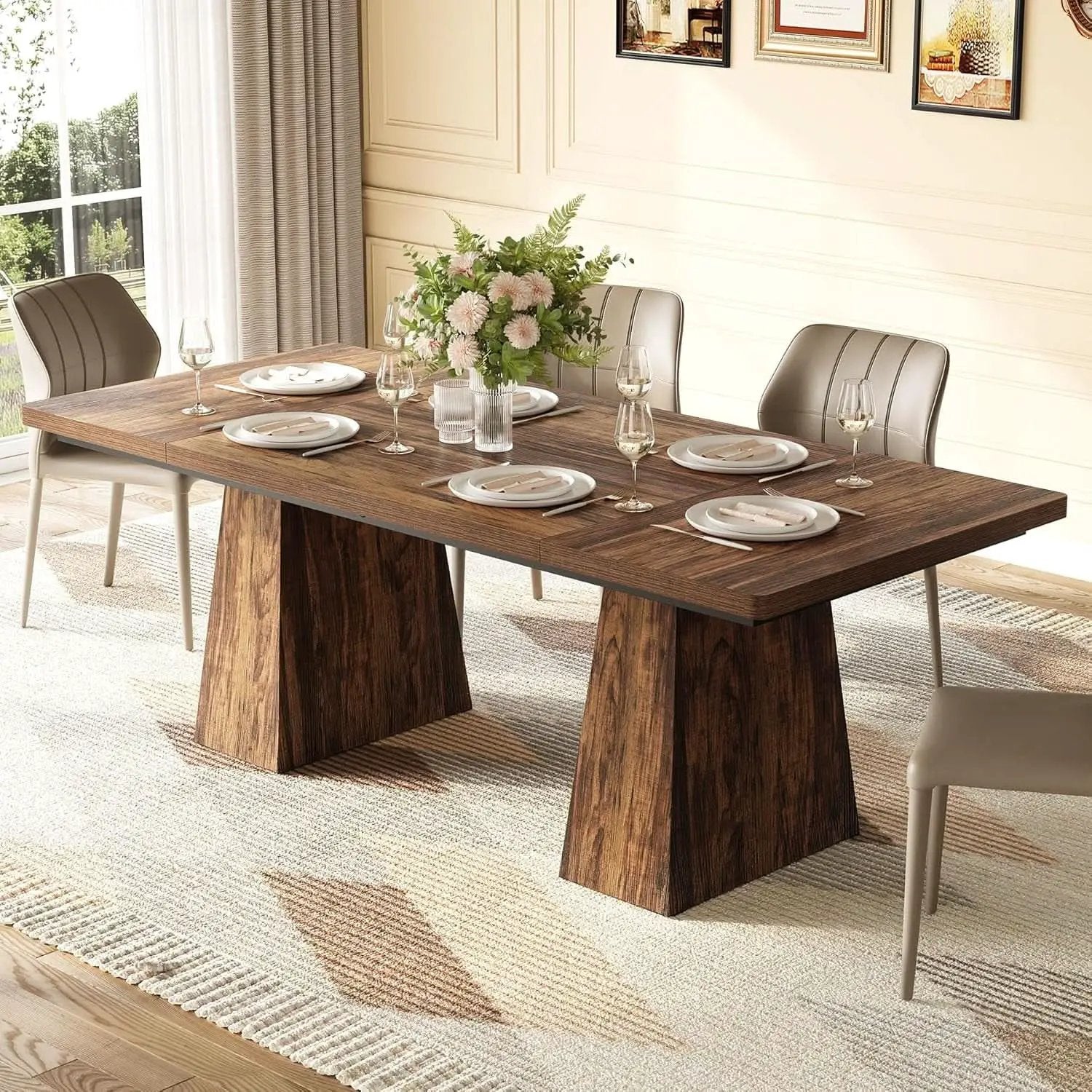 Brown Six Seater Rectangular Dining Table For Home Use from PriceLows™