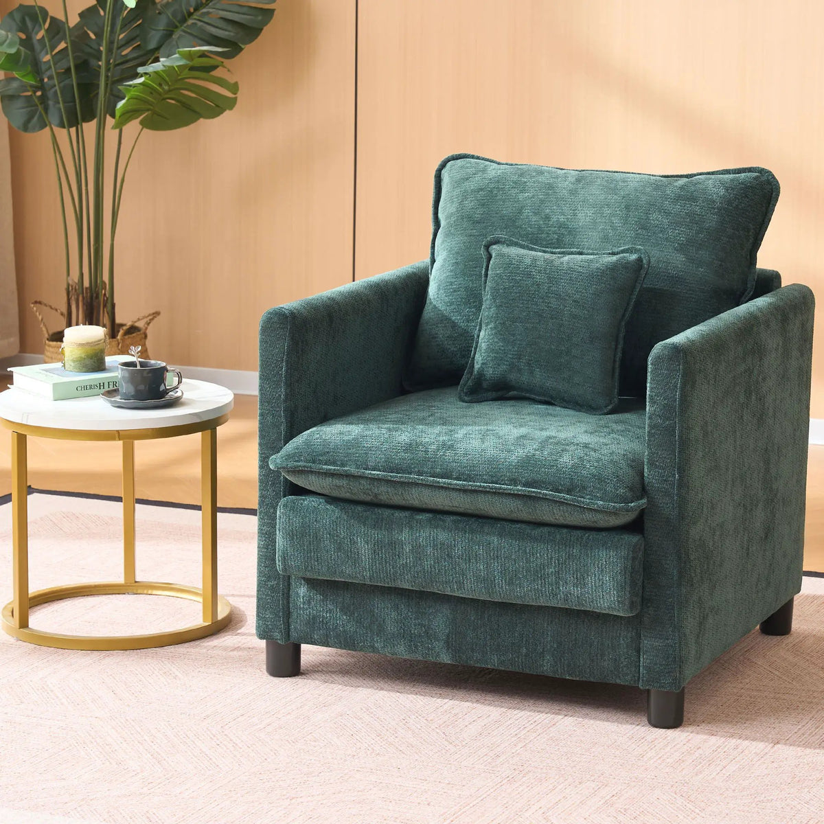 Modern Reading Armchair | Plush Seat Cushion | Padded Backrest