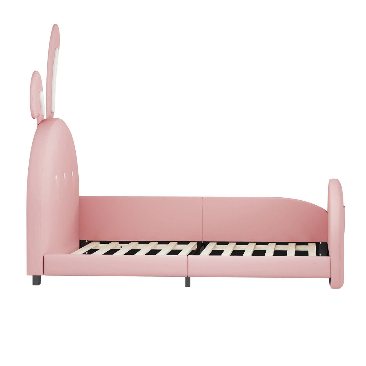 Upholstered Rabbit-Shape Princess Bed | Headboard And Footboard | Humidity Resistant Frame | 51.2 Inch Height