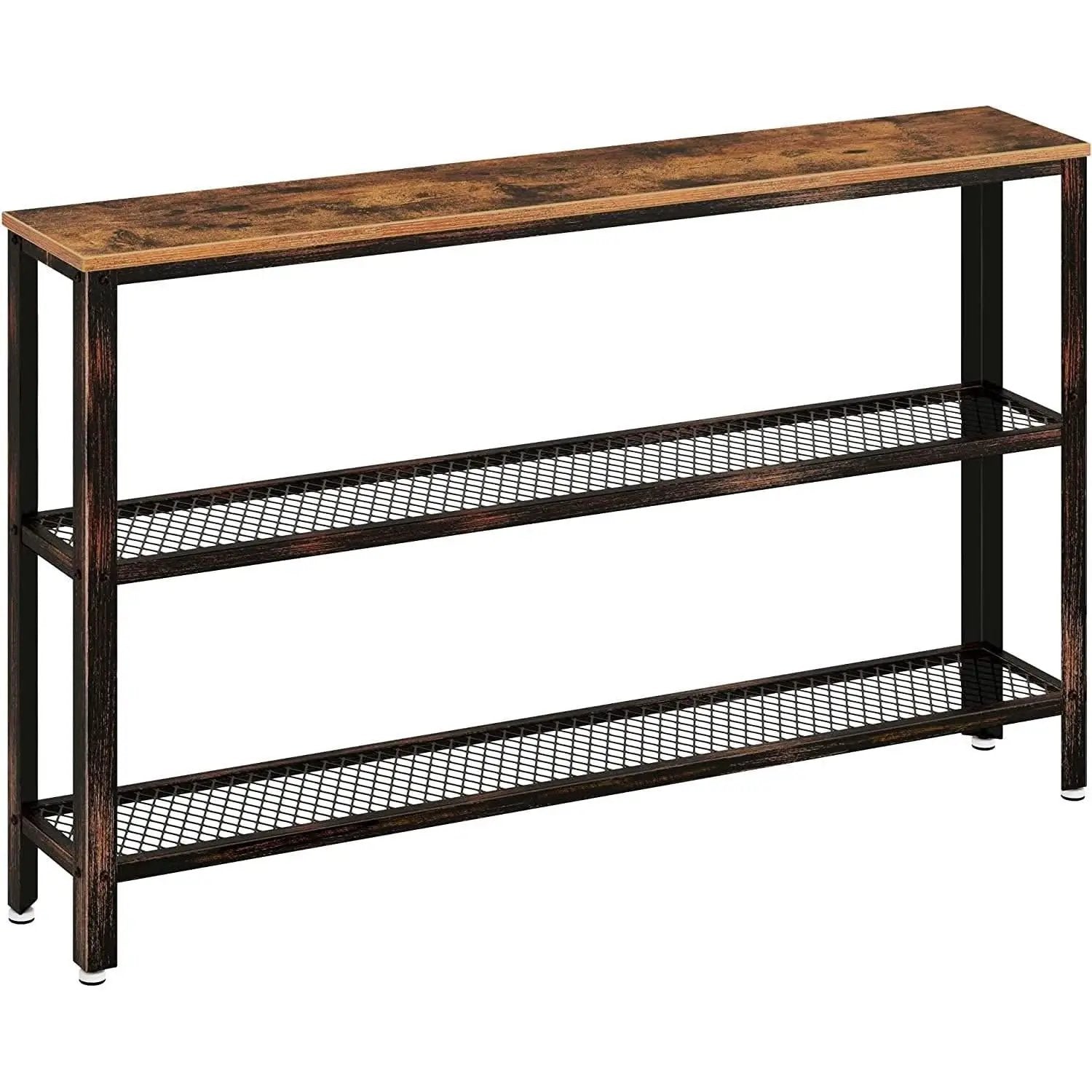 Rustic Console Table 47.25 Inch Long With Mesh Shelves from PriceLows™