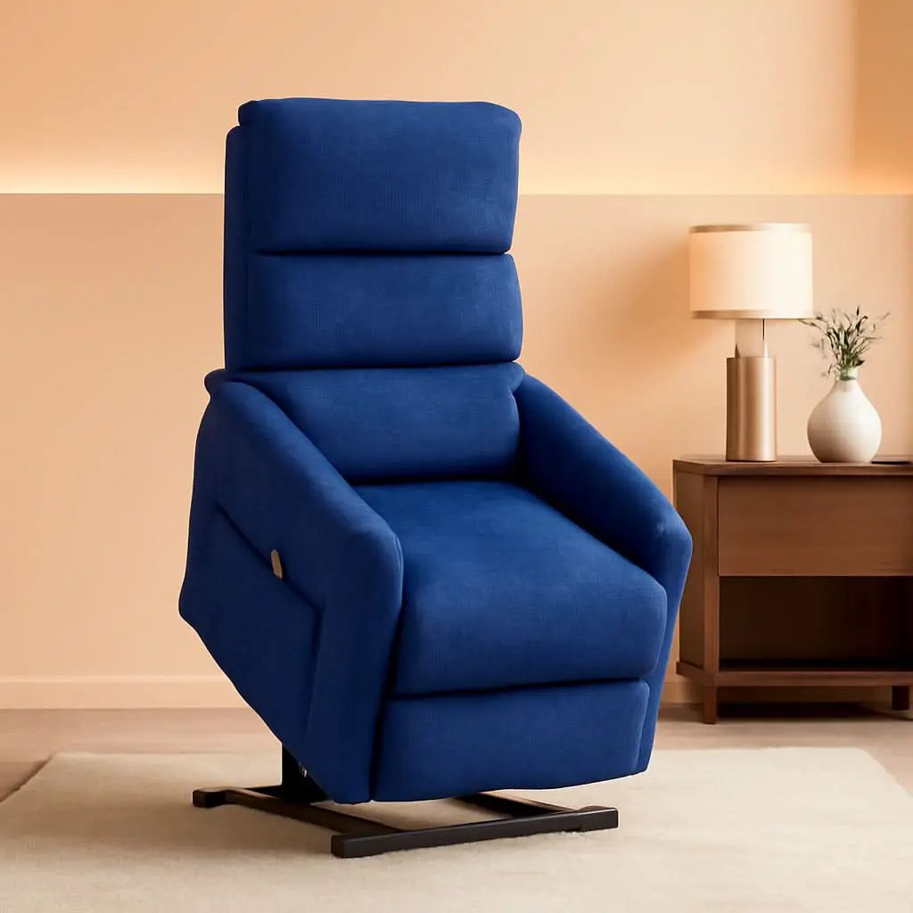 Power Lift Recliner Chair In Dark Blue Fabric Easy Assembly from PriceLows™