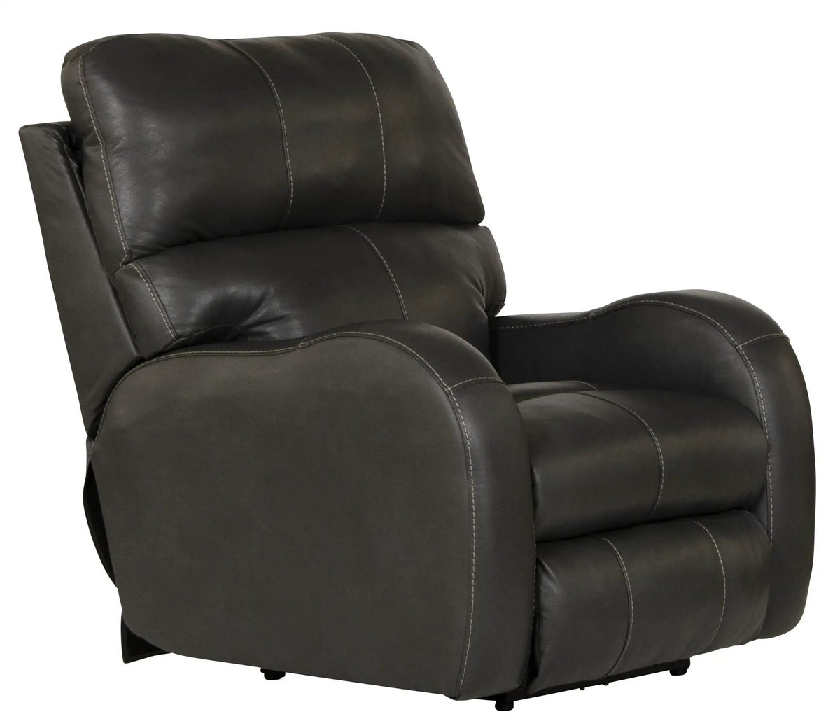 Leather Power Recliner | Lay Flat | Power Headrest | Gunmetal Black
