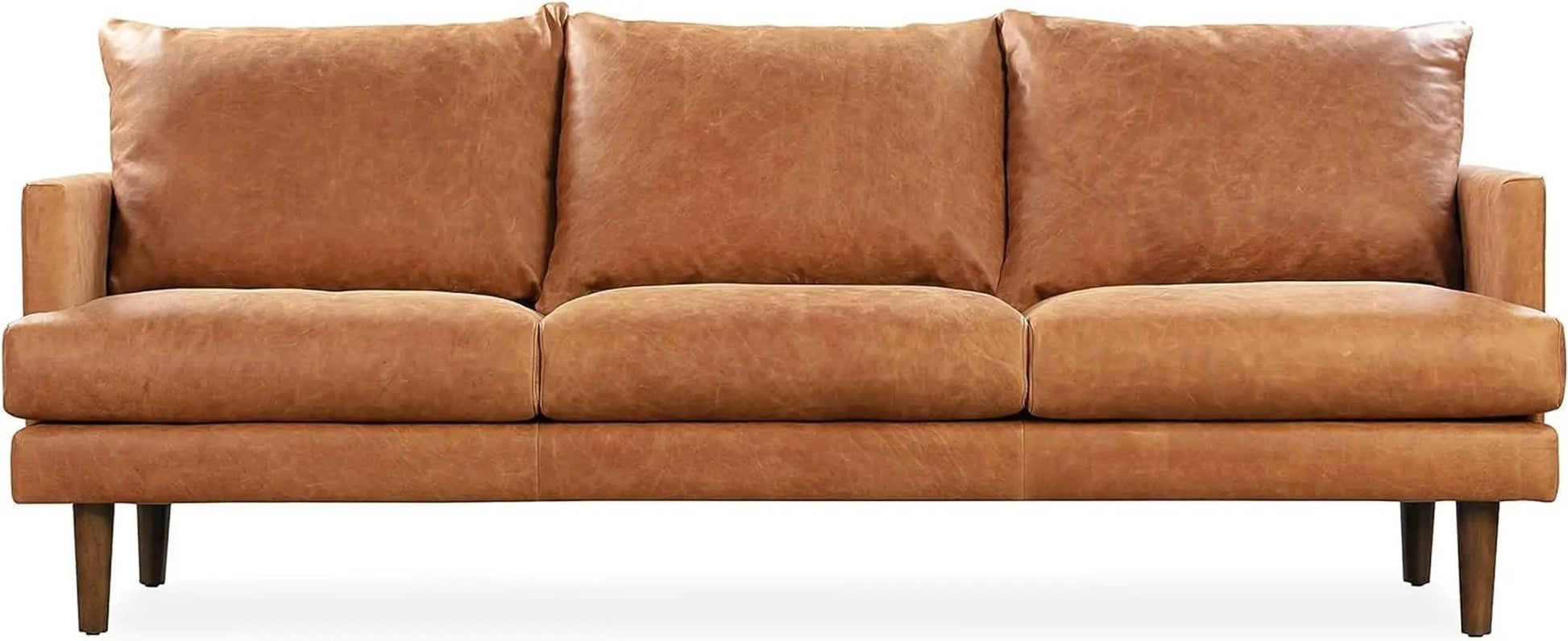 Girona 88 Inch Leather Sofa Cognac Tan With Tufted Back from PriceLows™