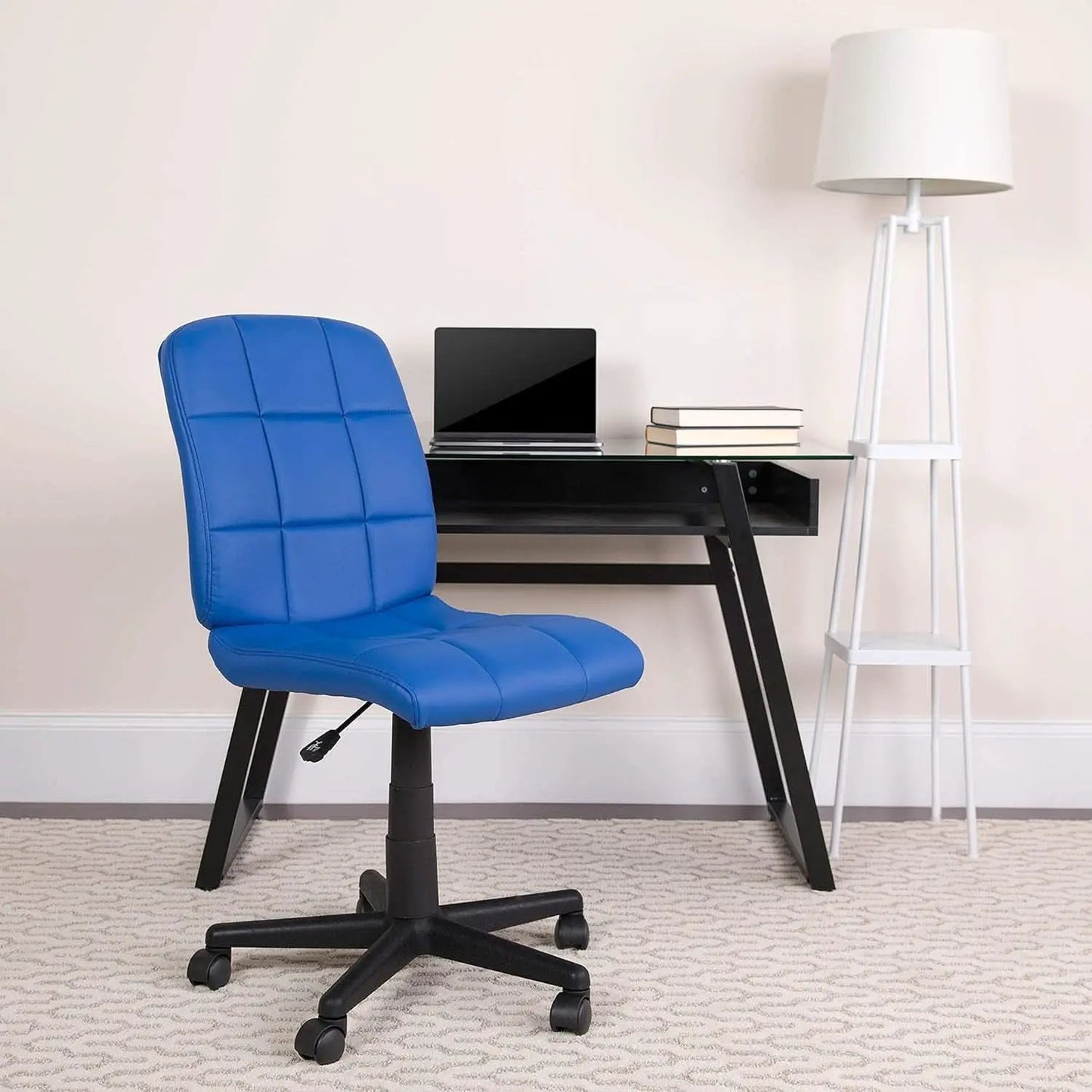 Clayton Blue Mid Back Quilted Vinyl Swivel Office Chair from PriceLows™