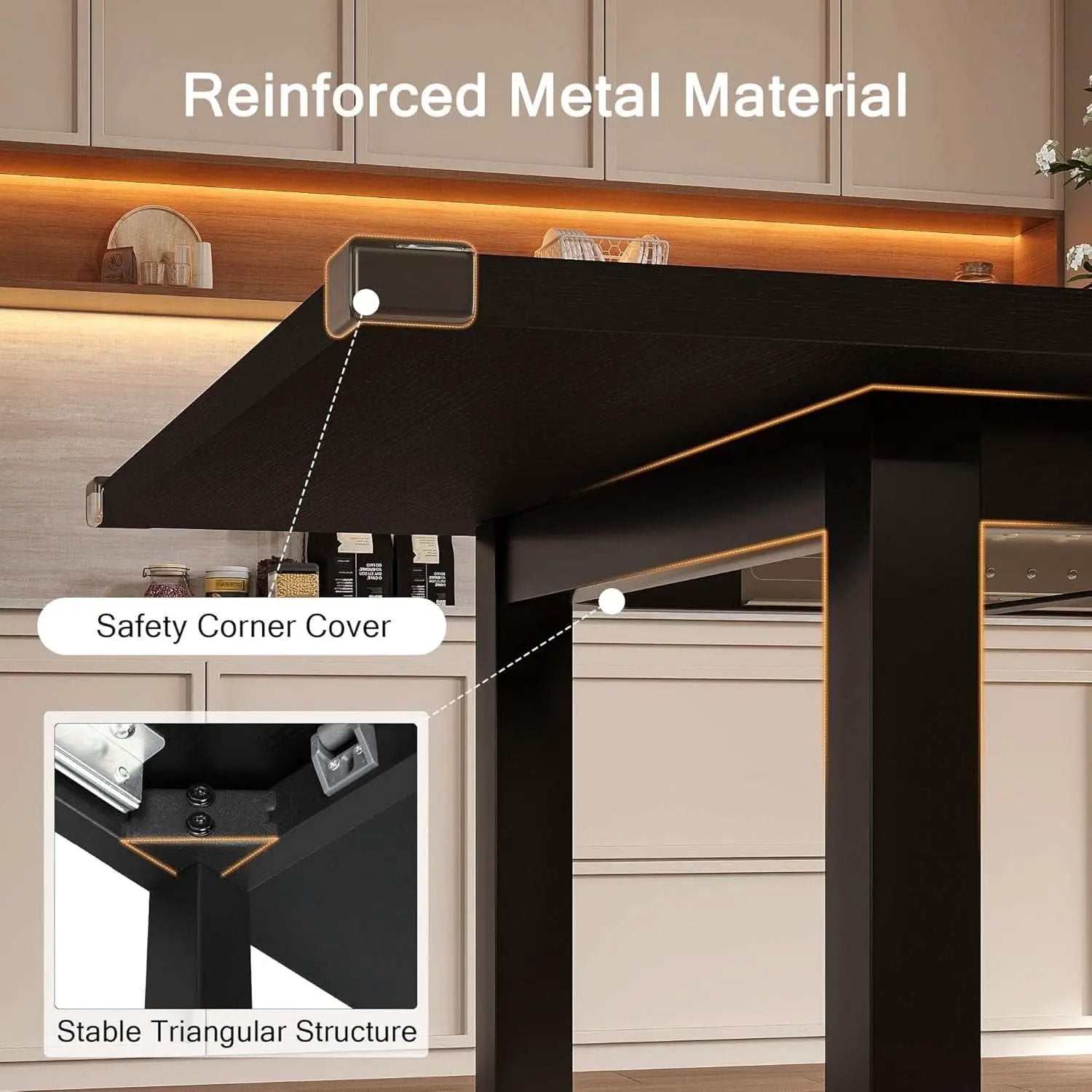 Black Extendable Dining Table 63 Inch For 4 To 6 Guests from PriceLows™