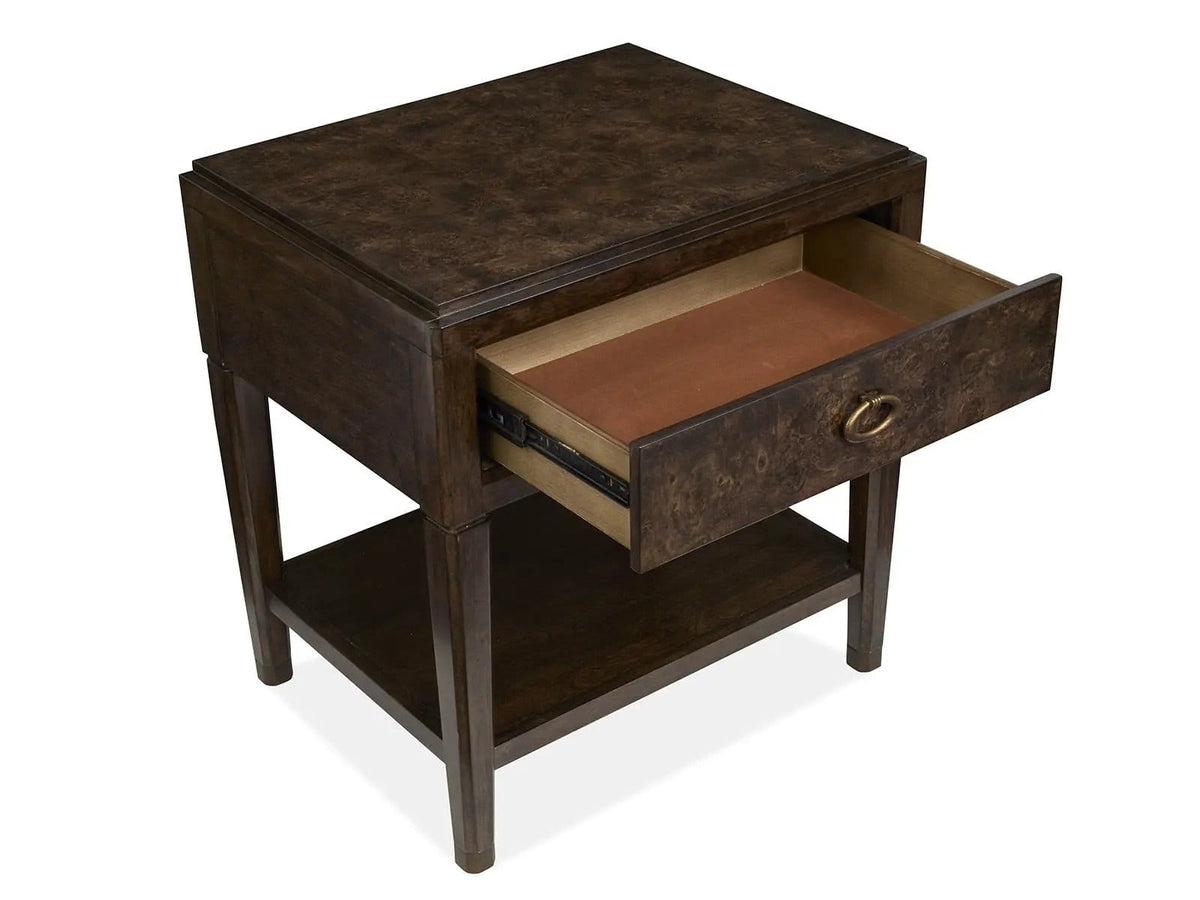 Rowan Open Nightstand Nightstands w/ Charging Station | 20 x 26 x 27.5 in | Metal & Veneer | Espresso