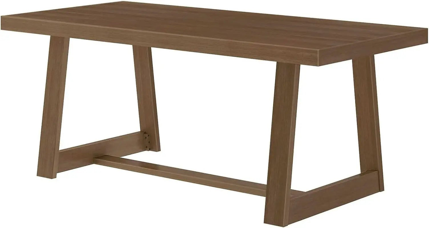 72 Inch Farmhouse Dining Table Solid Wood Rustic Kitchen Table Pecan Wirebrush from PriceLows™