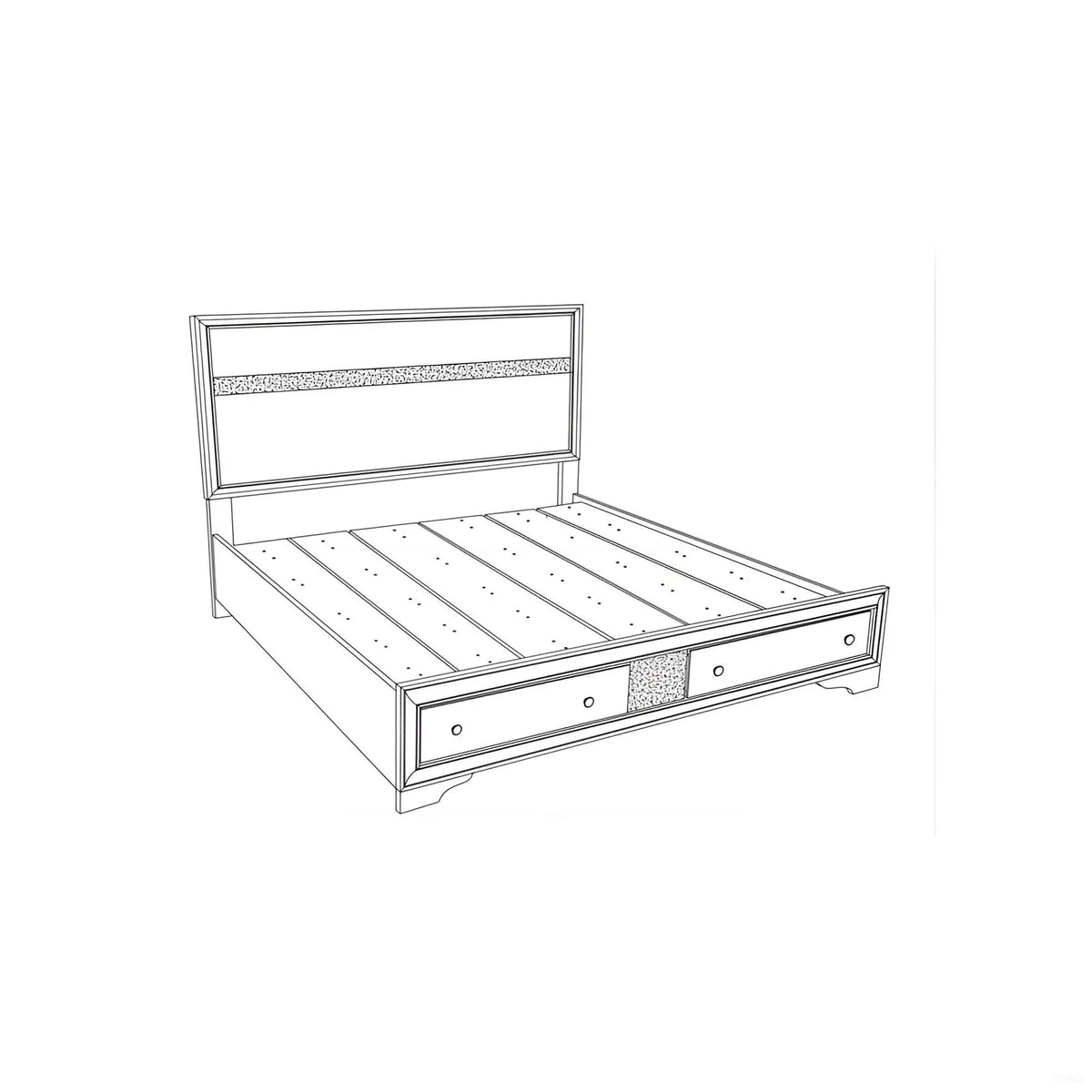 Madrid Queen Storage Bed | Two Built-In Drawers | Nickel Handles | Black Wood Grain Finish