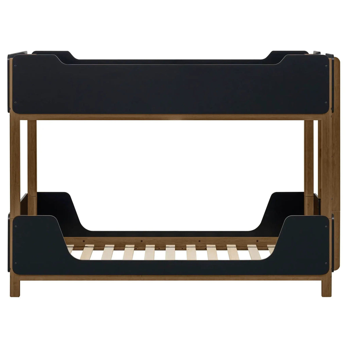 Morris Twin Over Twin Wood Bunk Bed Black and | 81.75 x 41.25 x 58.5 in | Rubberwood & Engineered Wood | Walnut