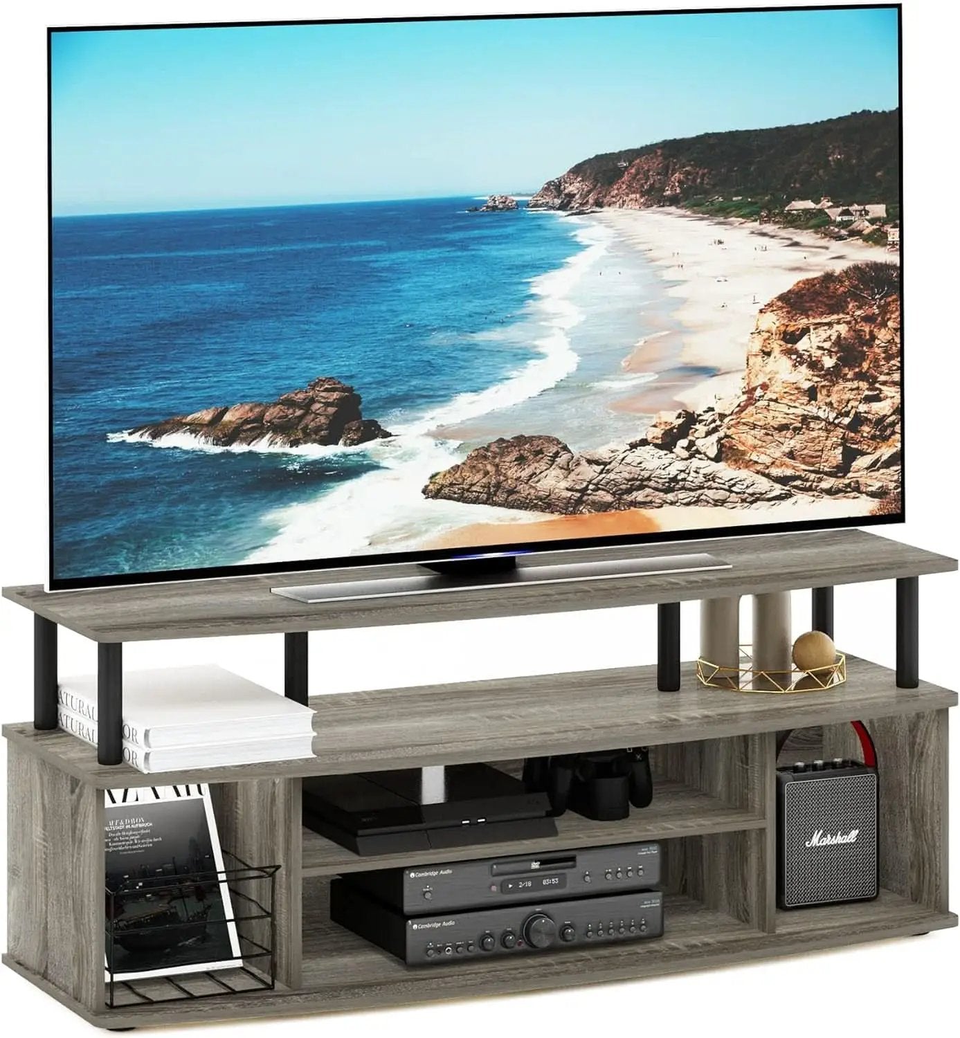 Large Entertainment Center for 55 Inch TV Oak and Black from PriceLows™