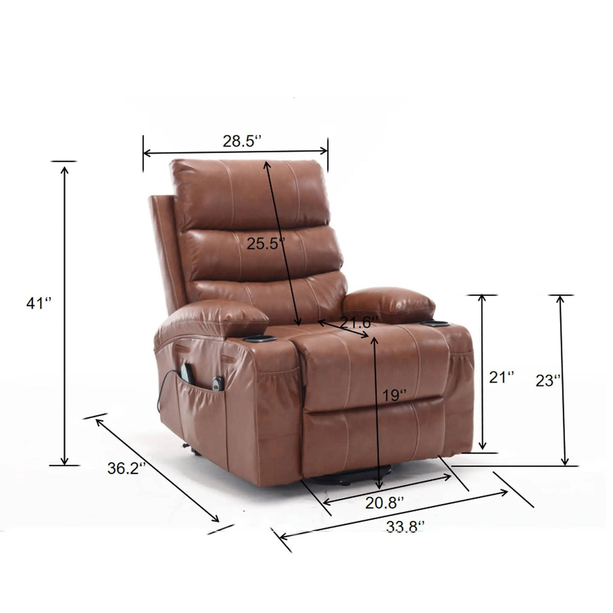 Large Size Electric Power Lift Recliner Chair Sofa With 8 Point Vibration Massage | 36.2 x 33.8 x 41 in | Fabric | Living Room
