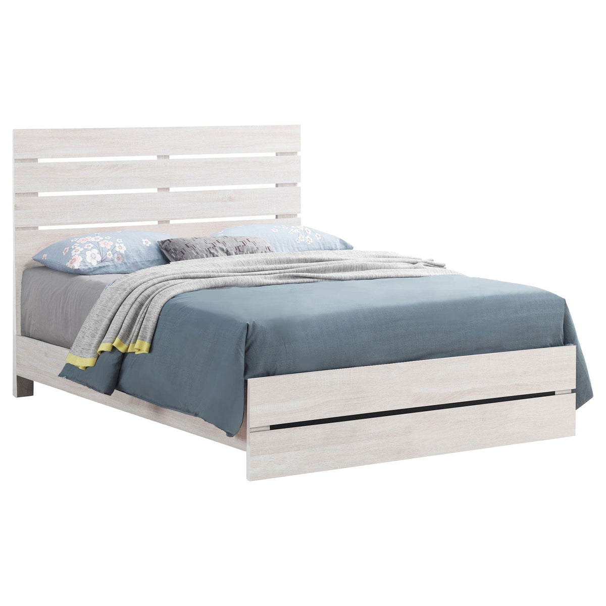 Brantford Wood Queen Panel Bed Coastal | 63 x 85.75 x 52.25 in | Engineered Wood & Veneer | White