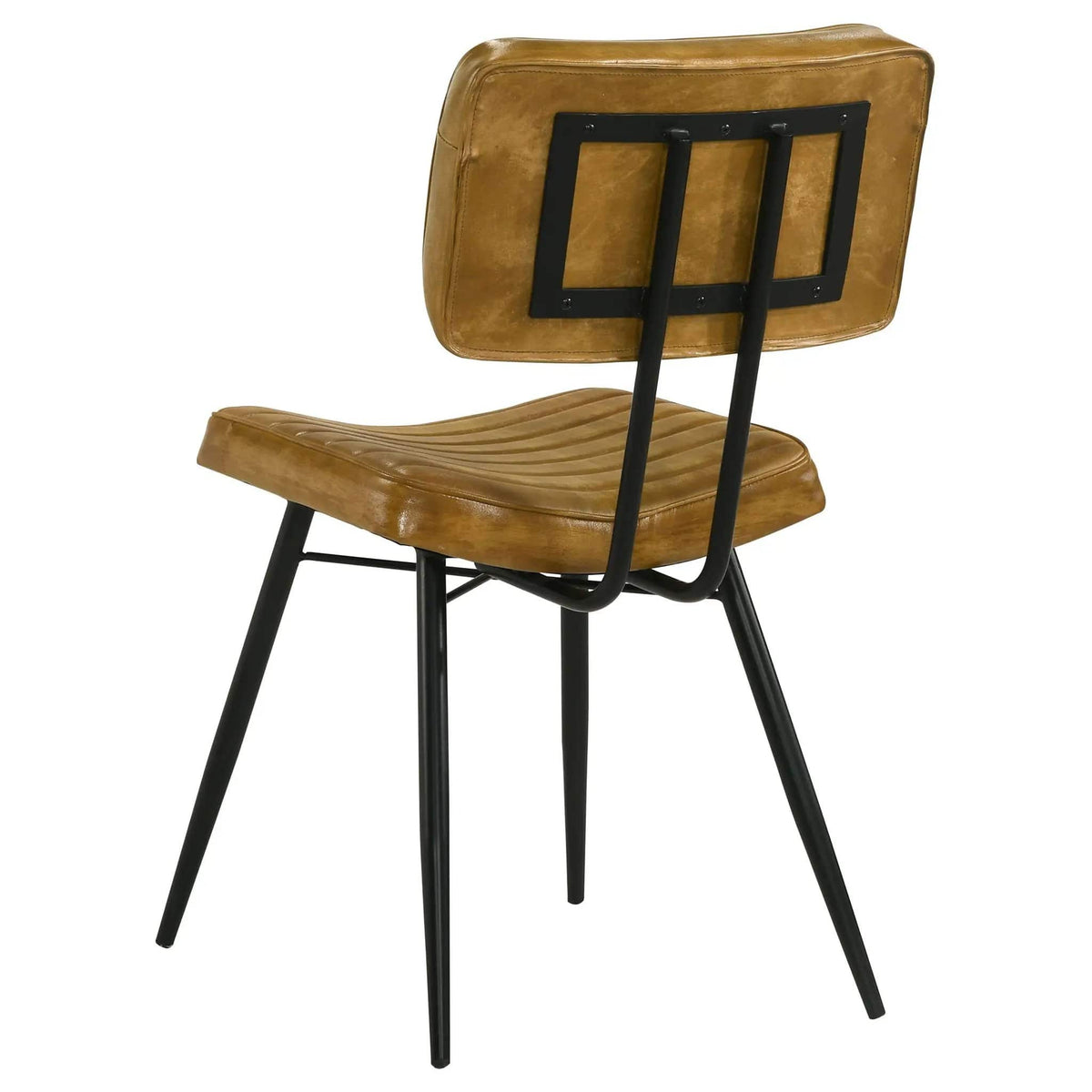 Misty Leather Upholstered Dining Side Chair Camel (Set of 2) | 17.75 x 17.75 x 33.75 in | Leather & Metal | Dining Room