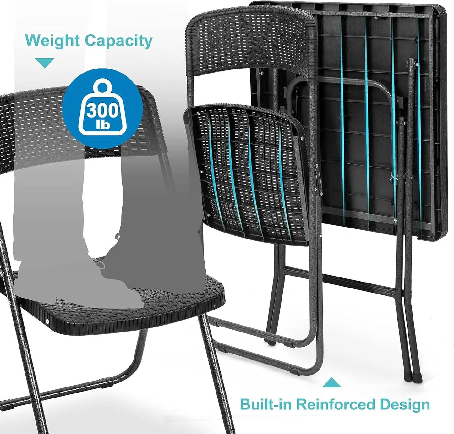 Three Piece Folding Patio Bistro Set All Weather Black For Balcony Porch And Backyard Outdoor Furniture from PriceLows™