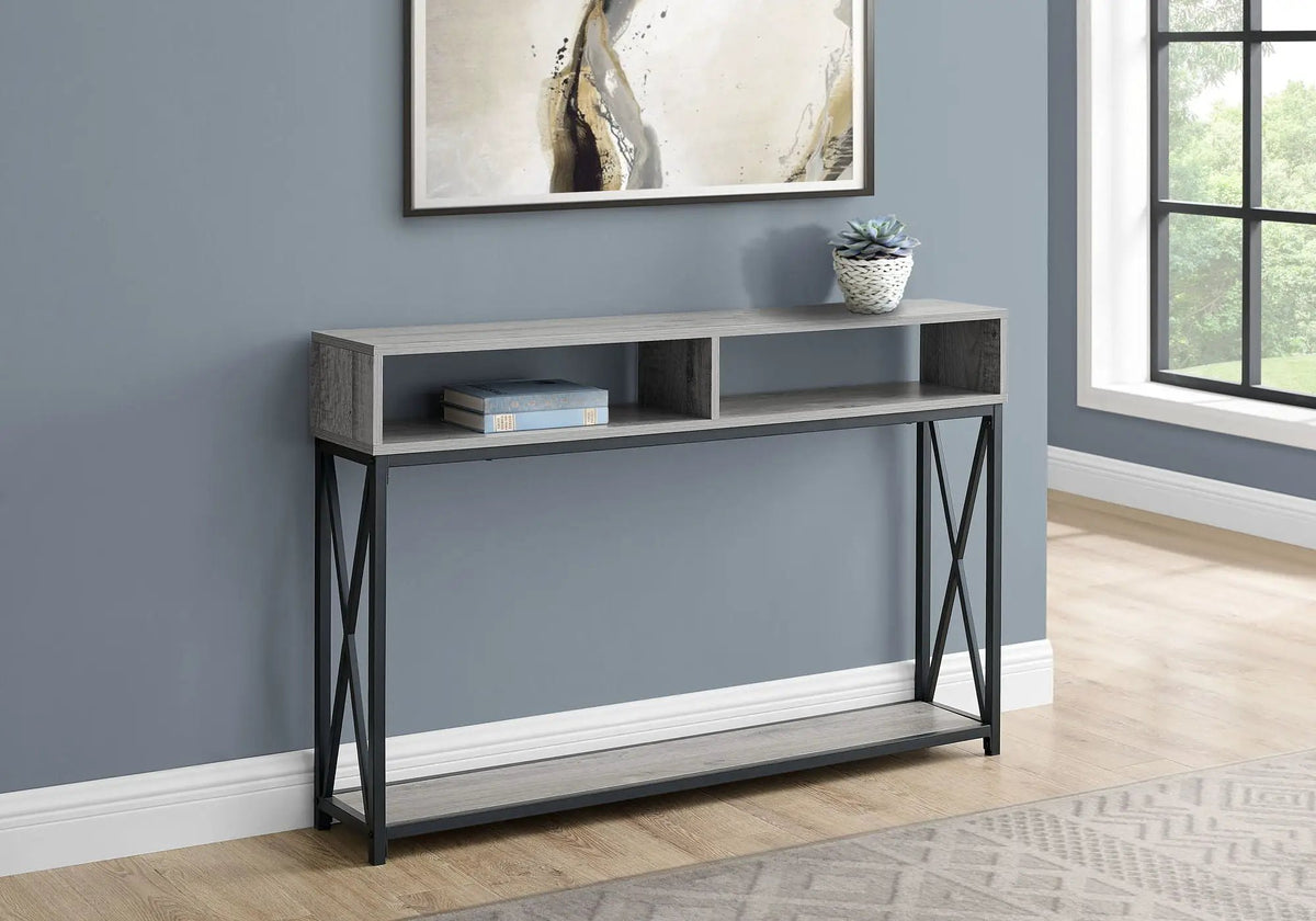 Wood-Look Entryway Console Table | 47.25 Inch Width | Metal X-Frame | Contemporary Design