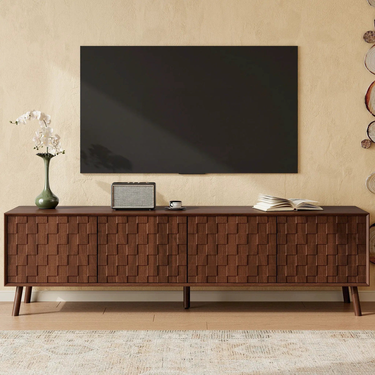TV Stand | Soft Closing Hinges | Cable Management | Walnut
