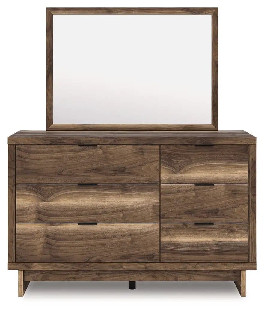 Chirason Dresser And Mirror | Dresser & Mirror | Engineered Wood & Walnut | Brown