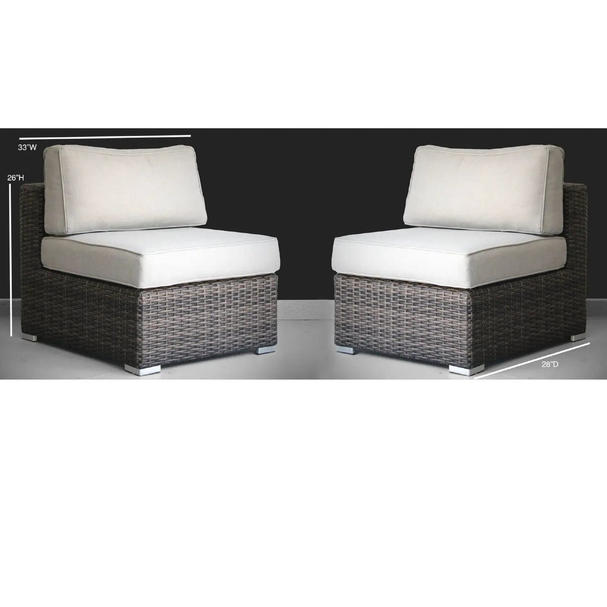 Minnesota Armless Patio Chairs | Set Of 2 | HDPE Wicker Frame | Fully Assembled