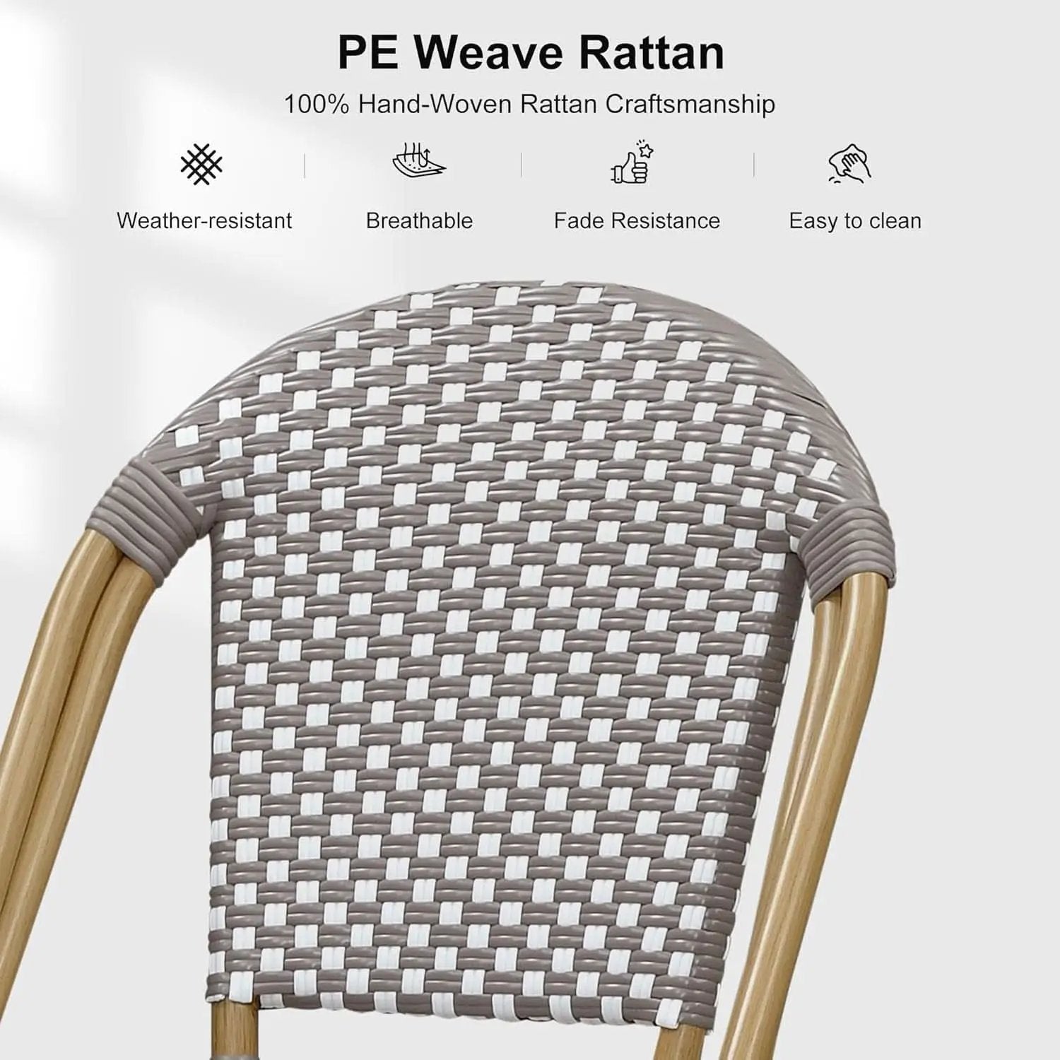 French Style Rattan Bar Stools Set for Outdoor Spaces from PriceLows™