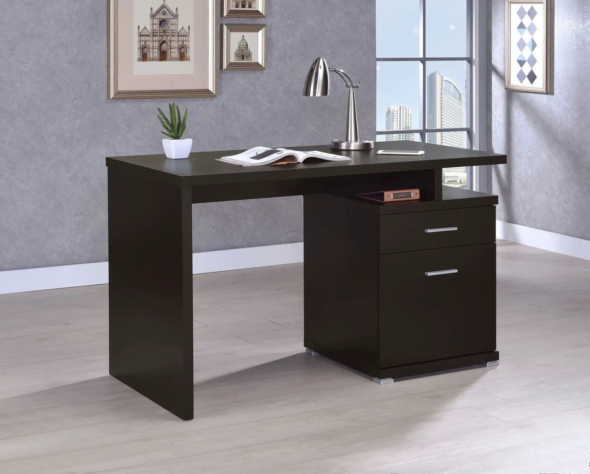 Irving 47-inch 2-drawer Office Computer Desk | 47.25 x 23.5 x 29.5 in | Engineered Wood & Veneer | Cappuccino
