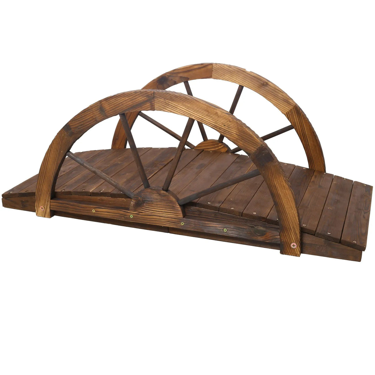 Wooden Garden Bridge | Arched Footbridge | Solid Wood Frame | Brown