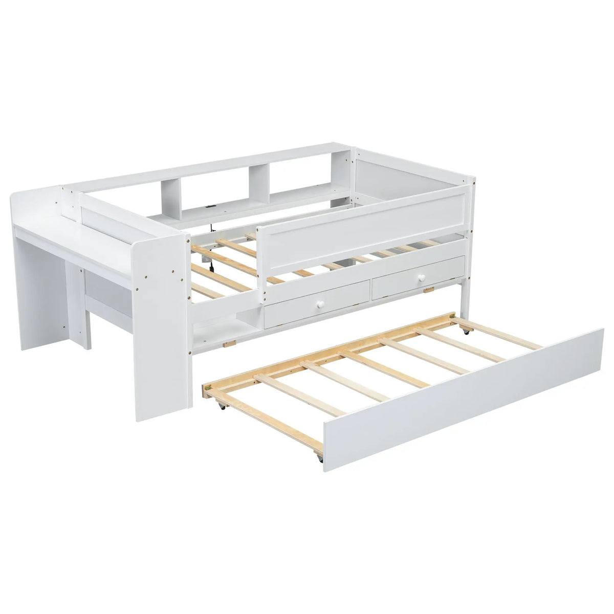 Twin Daybed | Trundle Drawers | Headboard Storage | White