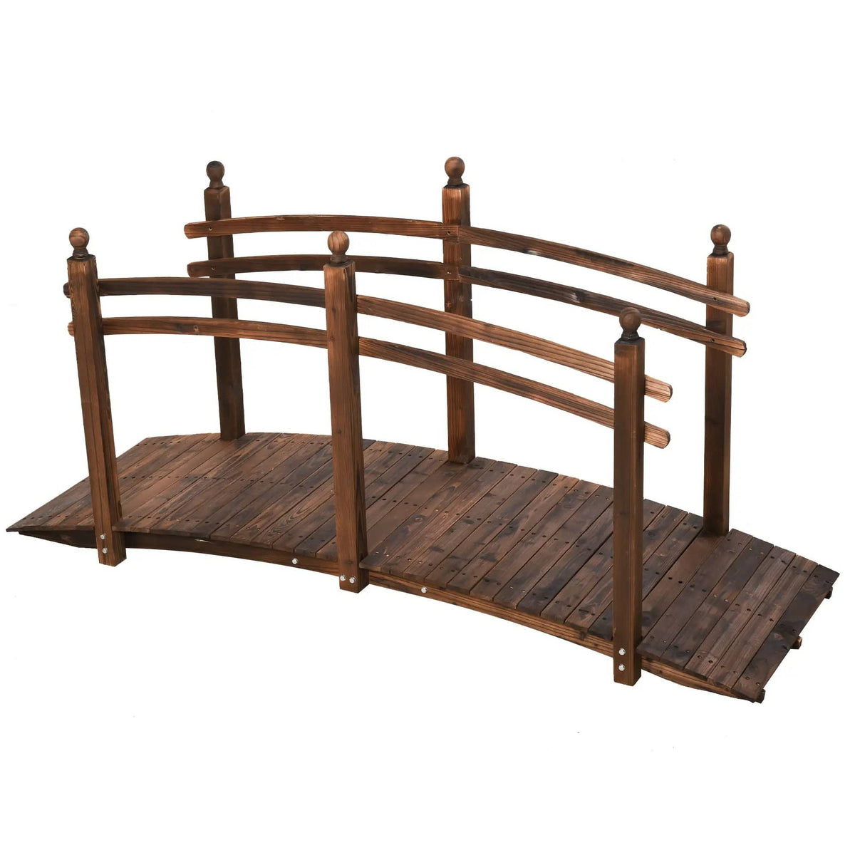 Outsunny Fir Wood Garden Bridge Arc Walkway With Side Railings, Perfect For | 89.75 x 29.5 x 43.25 in | Wood | Brown