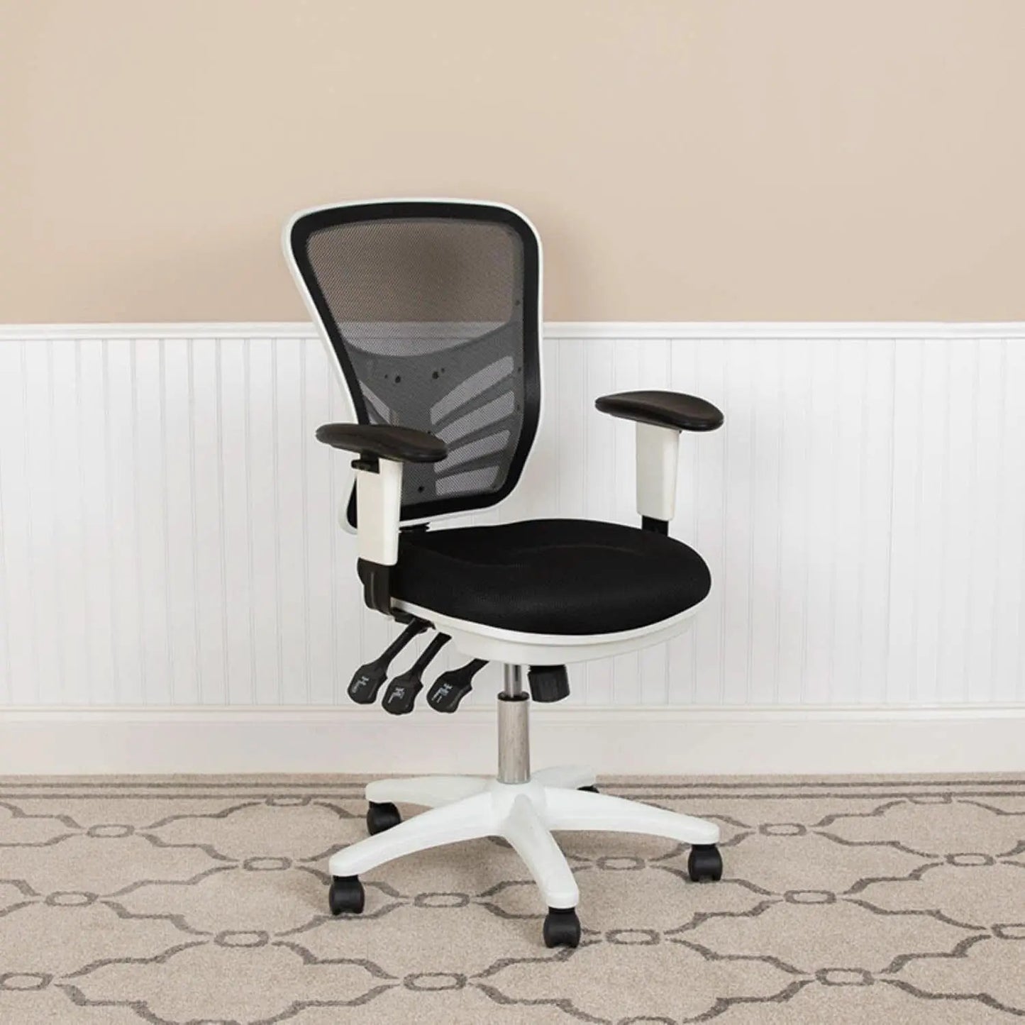 Black Mesh Executive Office Chair With Adjustable Arms from PriceLows™