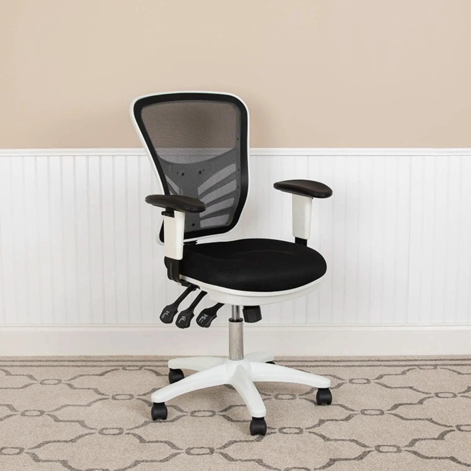 Black Mesh Executive Office Chair With Adjustable Arms from PriceLows™